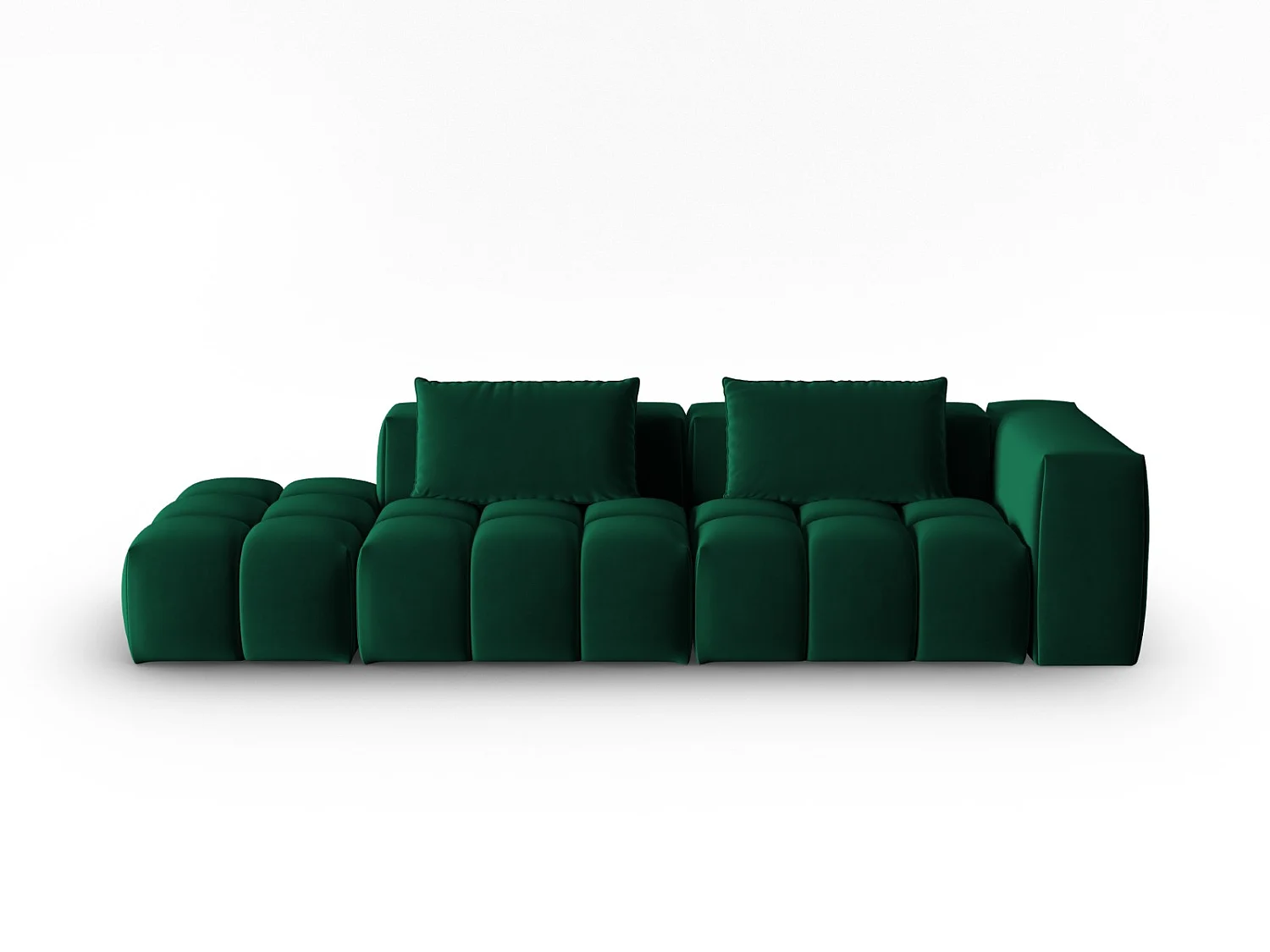 CXL by Christian Lacroix - Linker modulaire bank "Lorella" 3 zitplaatsen, Flueel, Flessengroen - 265x85x70cm
