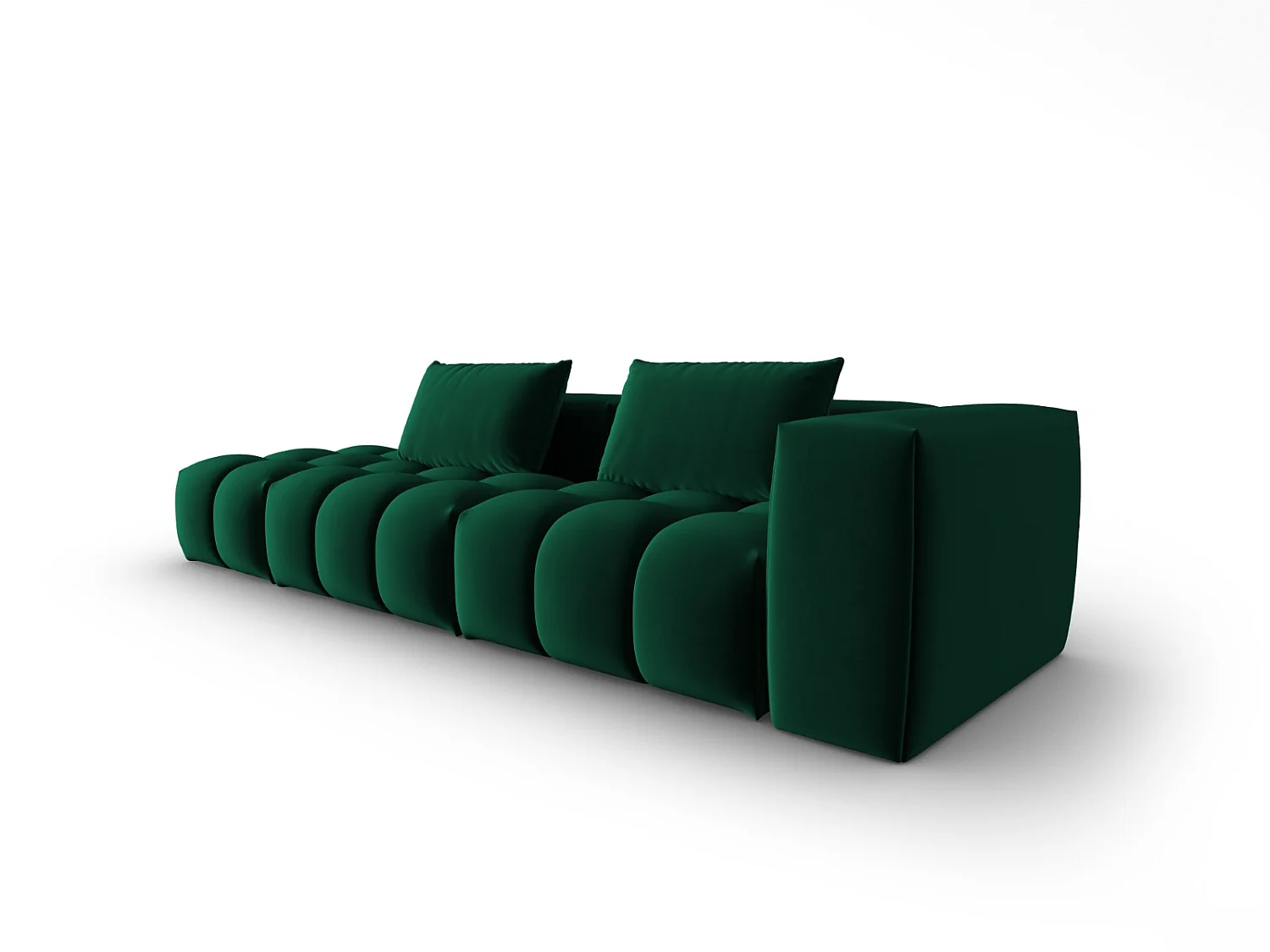 CXL by Christian Lacroix - Linker modulaire bank "Lorella" 3 zitplaatsen, Flueel, Flessengroen - 265x85x70cm