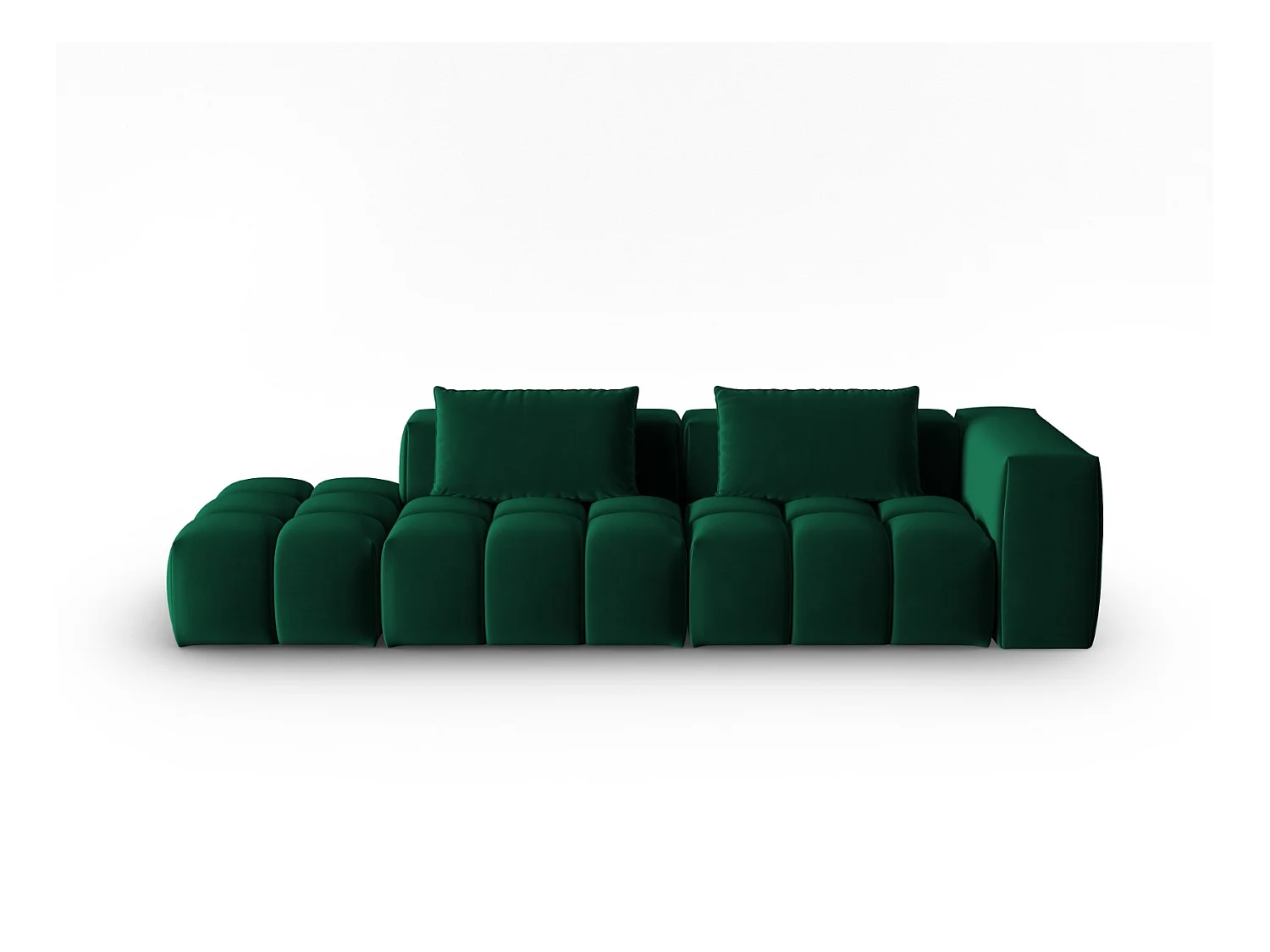 CXL by Christian Lacroix - Canapé modulable gauche "Lorella" 3 places en velours vert bouteille - 265x85x70cm