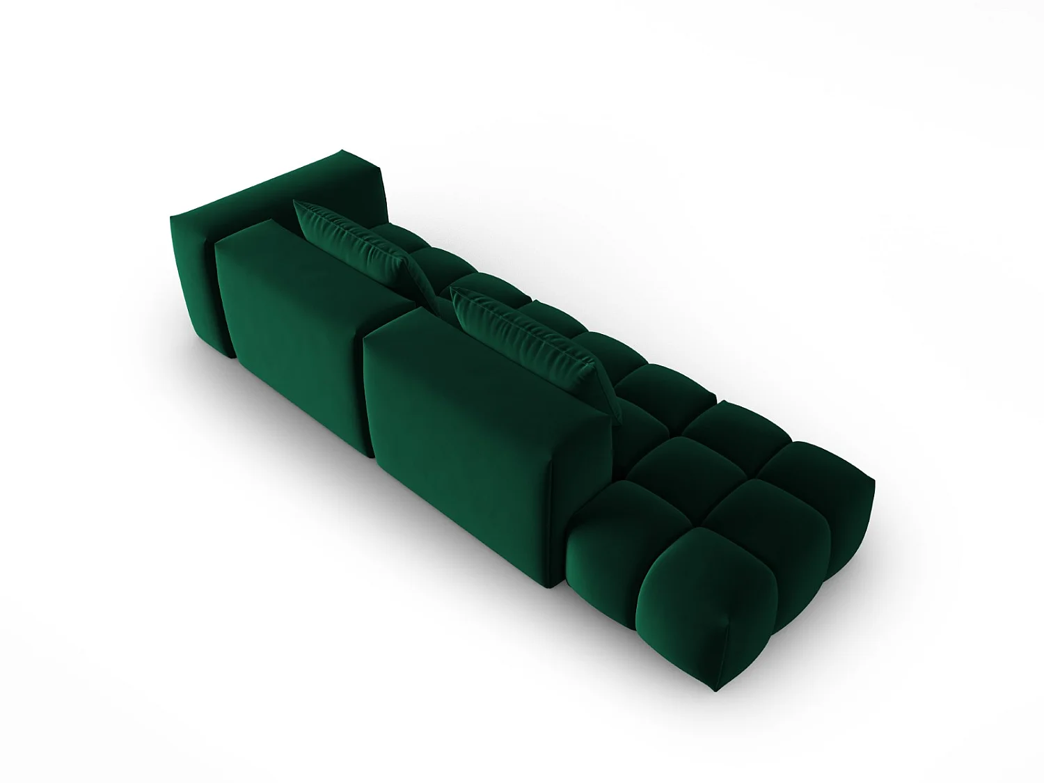 CXL by Christian Lacroix - Canapé modulable gauche "Lorella" 3 places en velours vert bouteille - 265x85x70cm