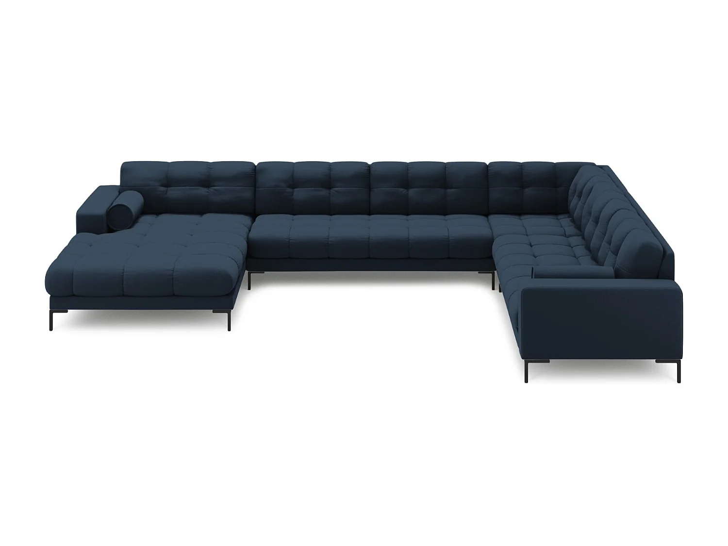 Cosmopolitan Design - Narożnik prawy panoramiczny, "Bali" 7 miejsc tkanina strukturalna, niebieski - 327x256x75cm