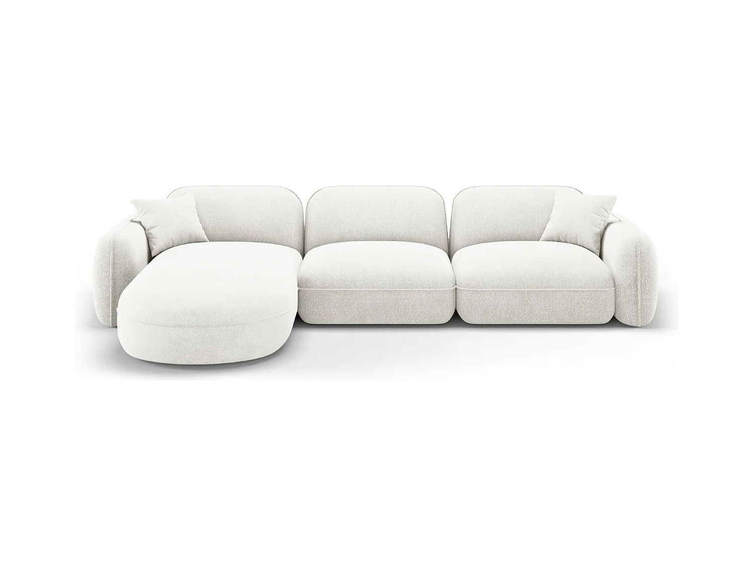 CXL by Christian Lacroix - Canapé d'angle gauche modulable "Lucien" 4 places en velours ivoire - 320x165x70cm