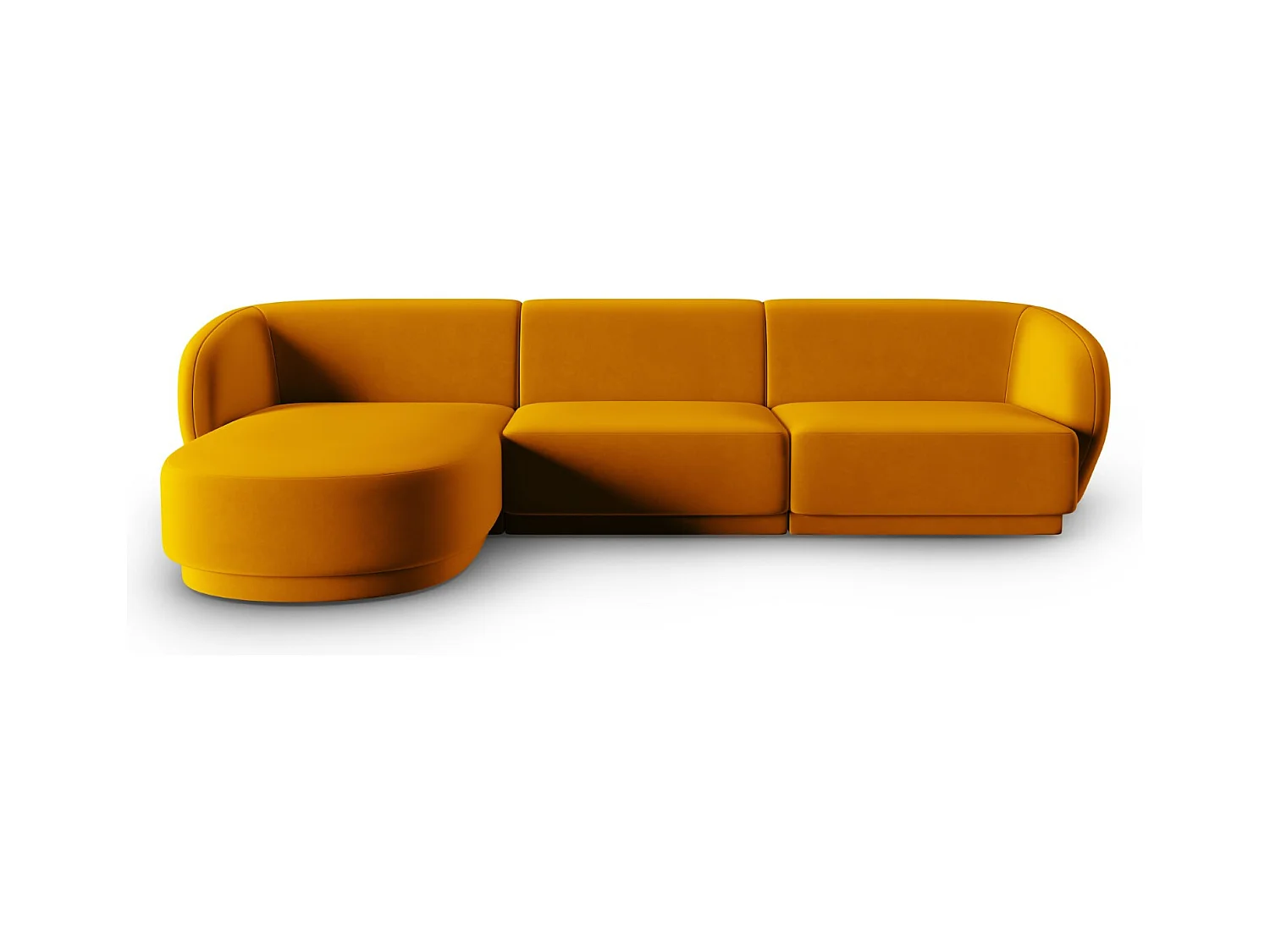 CXL by Christian Lacroix - Sofá modular de canto esquerdo "Lionel" 4 lugares em veludo amarelo - 266x155x74cm