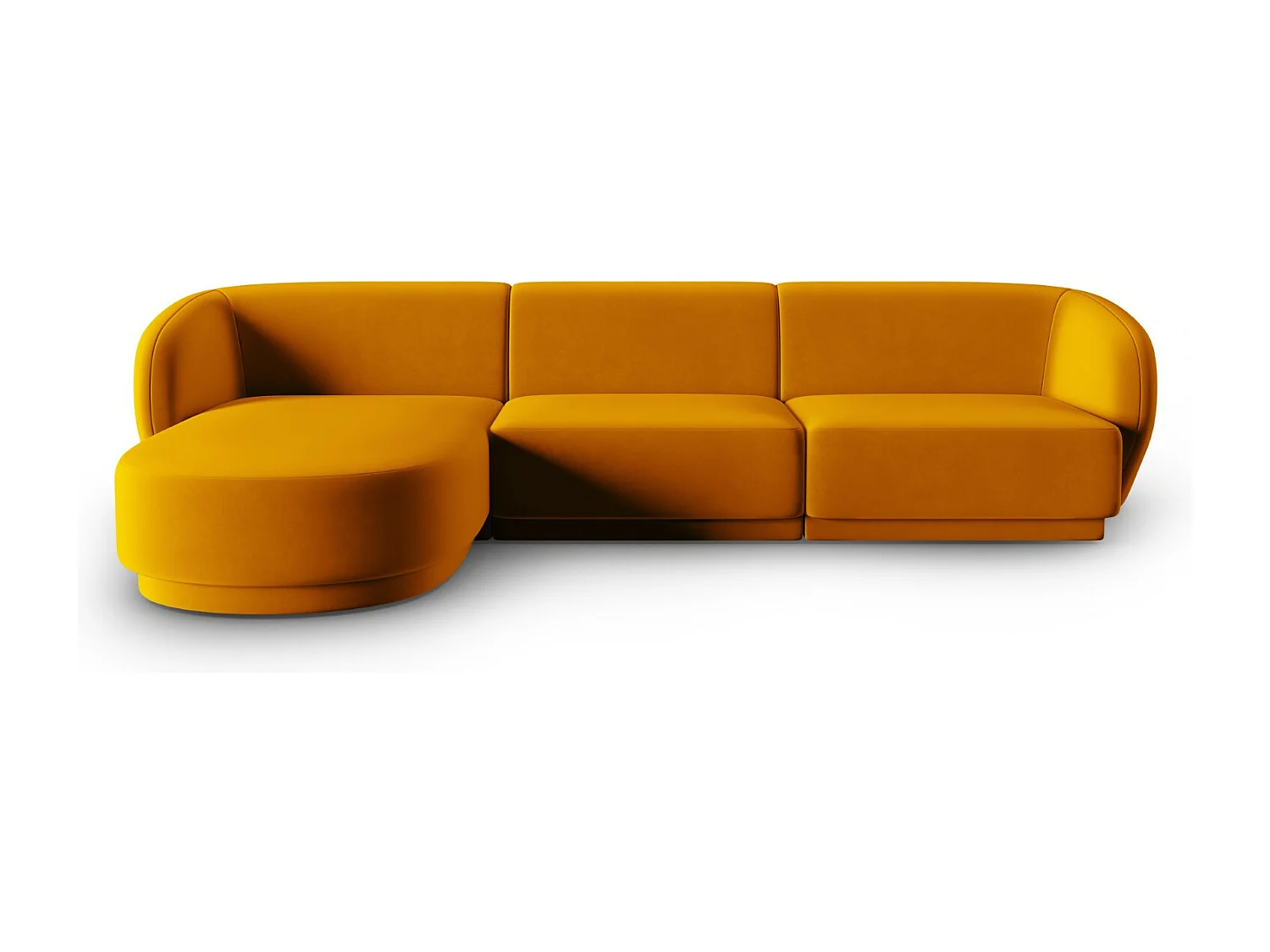 CXL by Christian Lacroix - Modulaire hoekbank links "Lionel" 4 zitplaatsen, Flueel, GEEL - 266x155x74cm