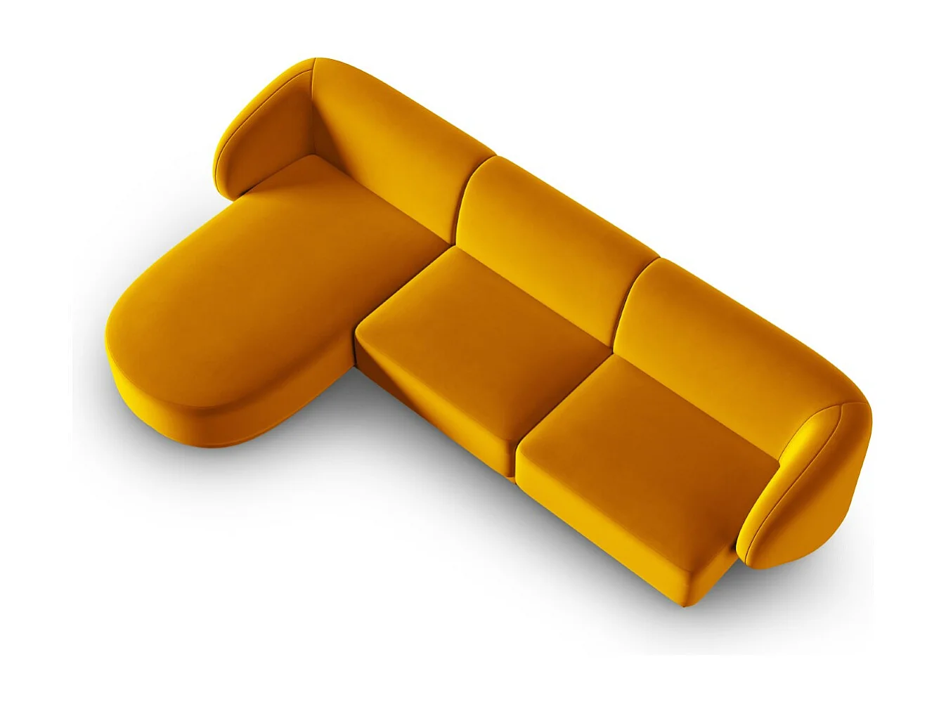 CXL by Christian Lacroix - Modulaire hoekbank links "Lionel" 4 zitplaatsen, Flueel, GEEL - 266x155x74cm