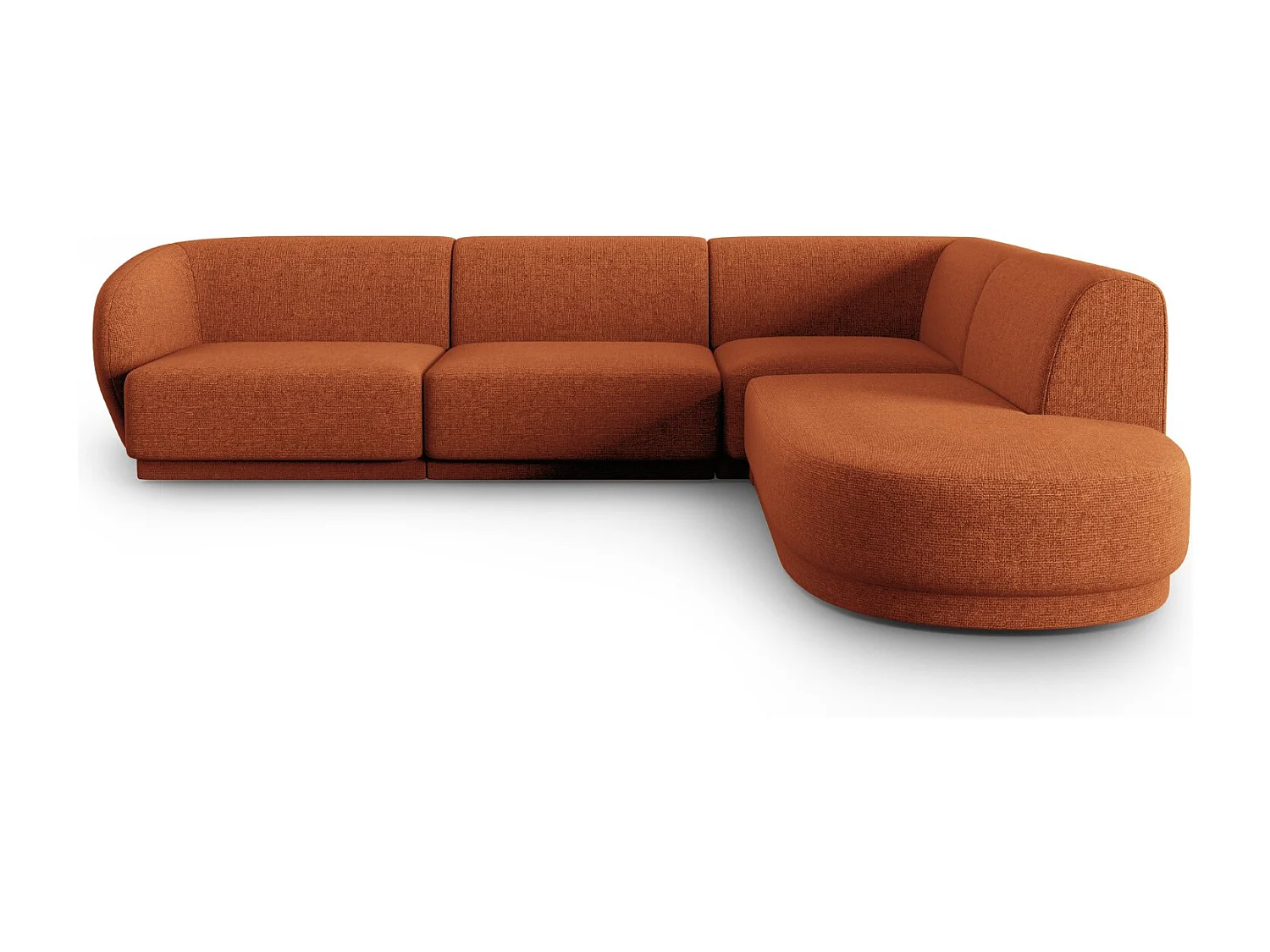 CXL by Christian Lacroix - Canapé d'angle droit "Lionel" 5 places en chenille mélange terracotta - 265x232x74cm