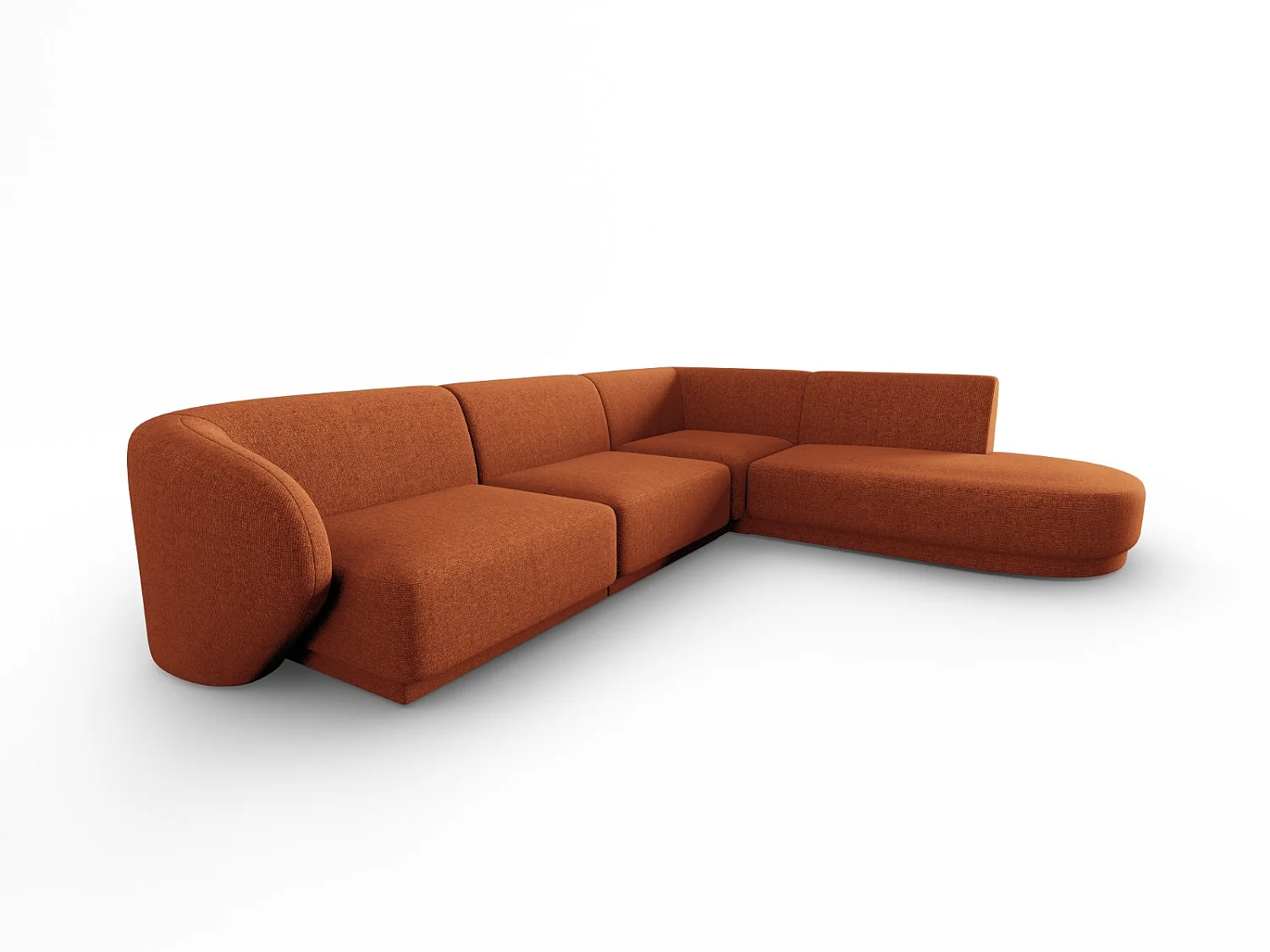 CXL by Christian Lacroix - Canapé d'angle droit "Lionel" 5 places en chenille mélange terracotta - 265x232x74cm