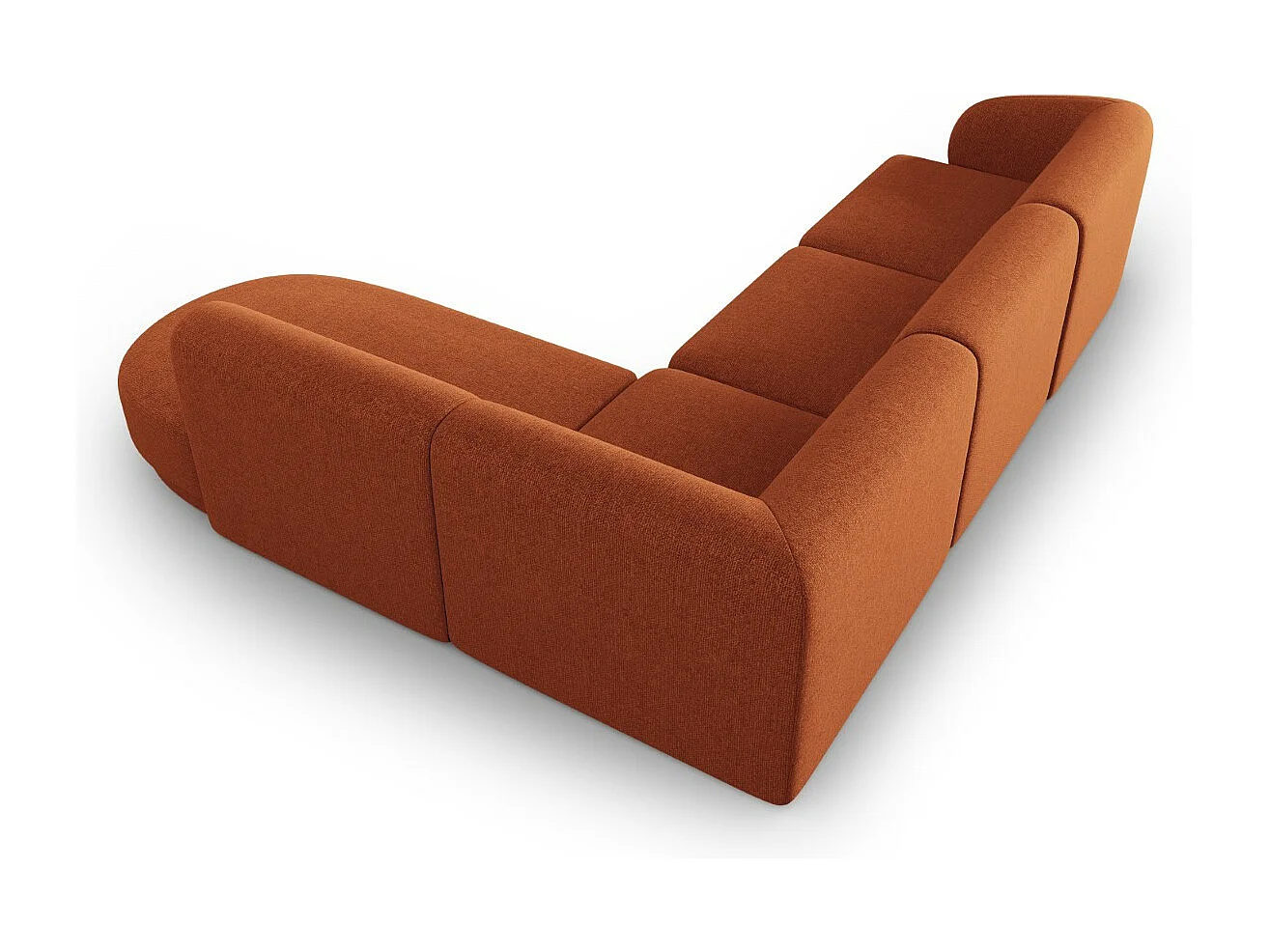 CXL by Christian Lacroix - Canapé d'angle droit "Lionel" 5 places en chenille mélange terracotta - 265x232x74cm