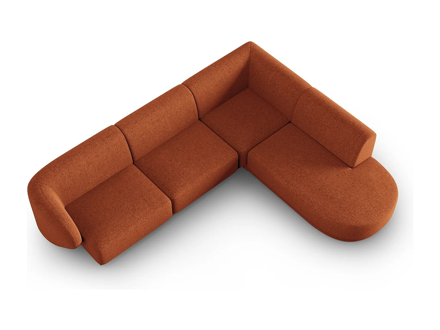 CXL by Christian Lacroix - Canapé d'angle droit "Lionel" 5 places en chenille mélange terracotta - 265x232x74cm