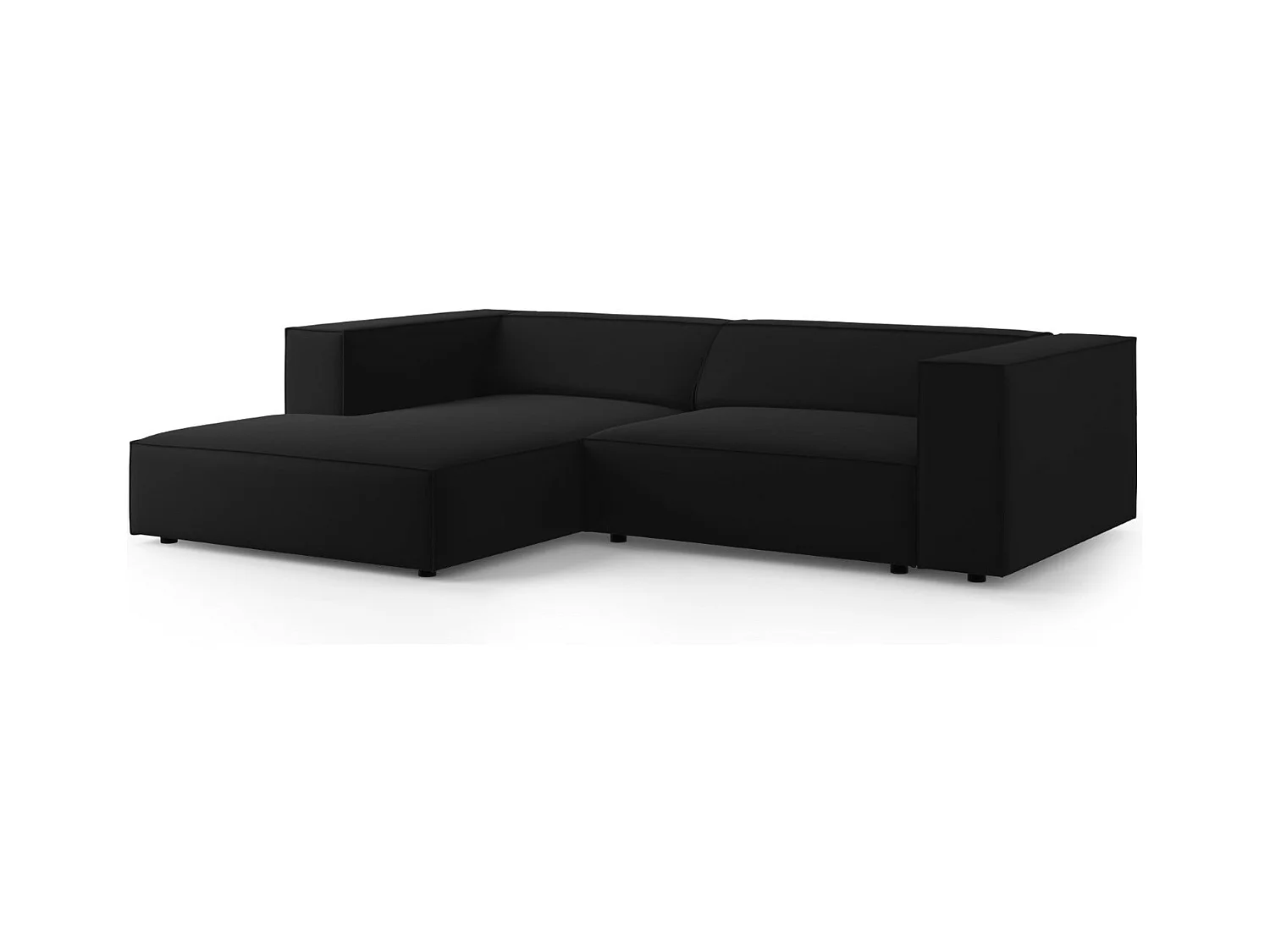 Cosmopolitan Design - Canapé d'angle gauche "Arendal" 3 places en velours noir - 224x166x70cm