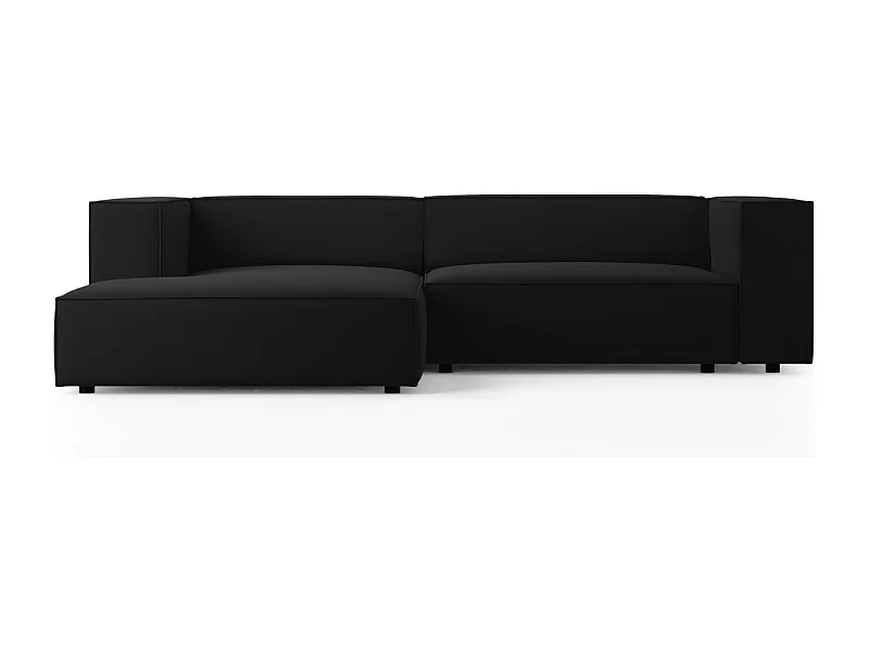 Cosmopolitan Design - Canapé d'angle gauche "Arendal" 3 places en velours noir - 224x166x70cm