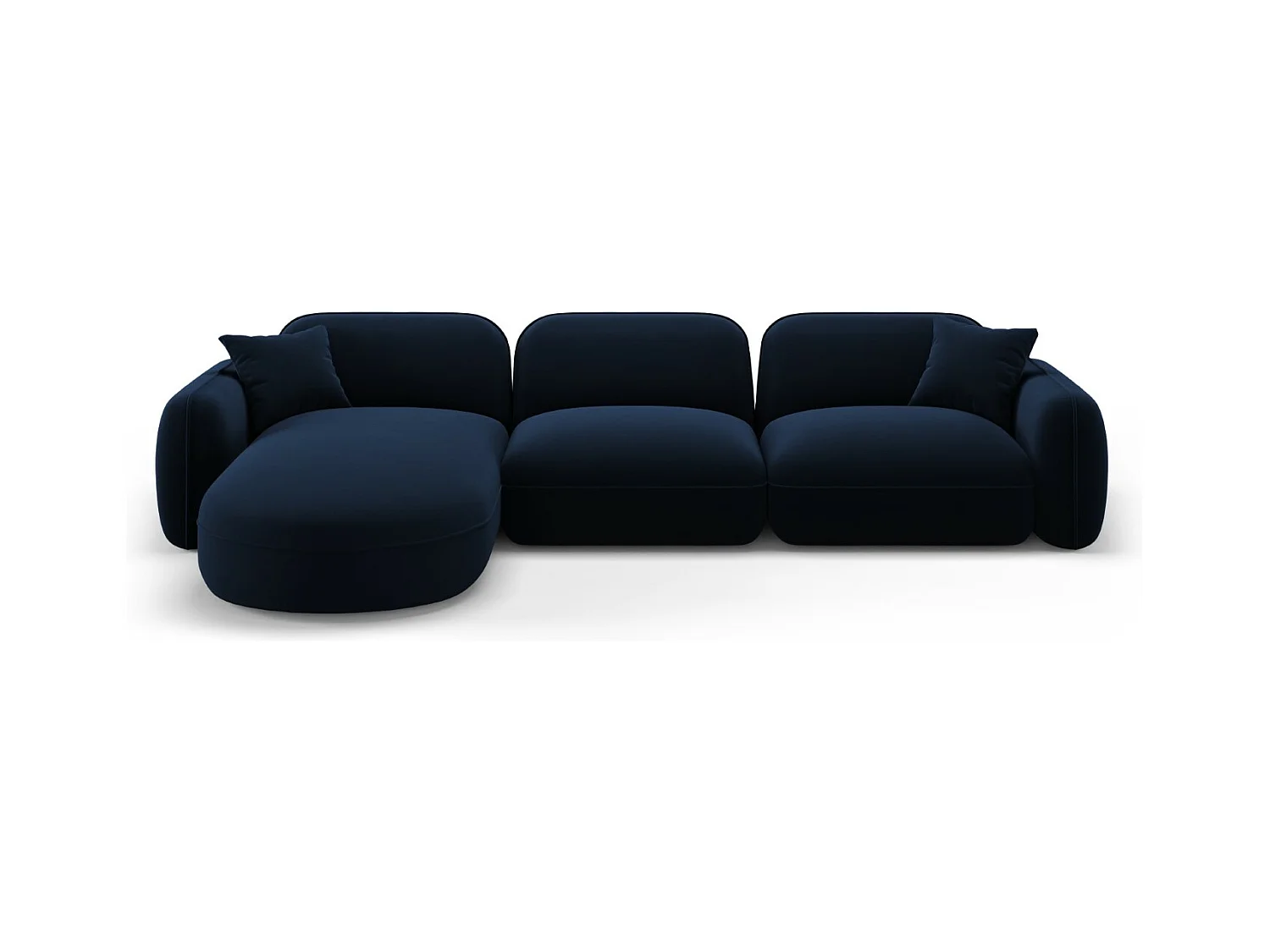 CXL by Christian Lacroix - Canapé d'angle gauche modulable "Lucien" 4 places en velours bleu roi - 320x165x70cm
