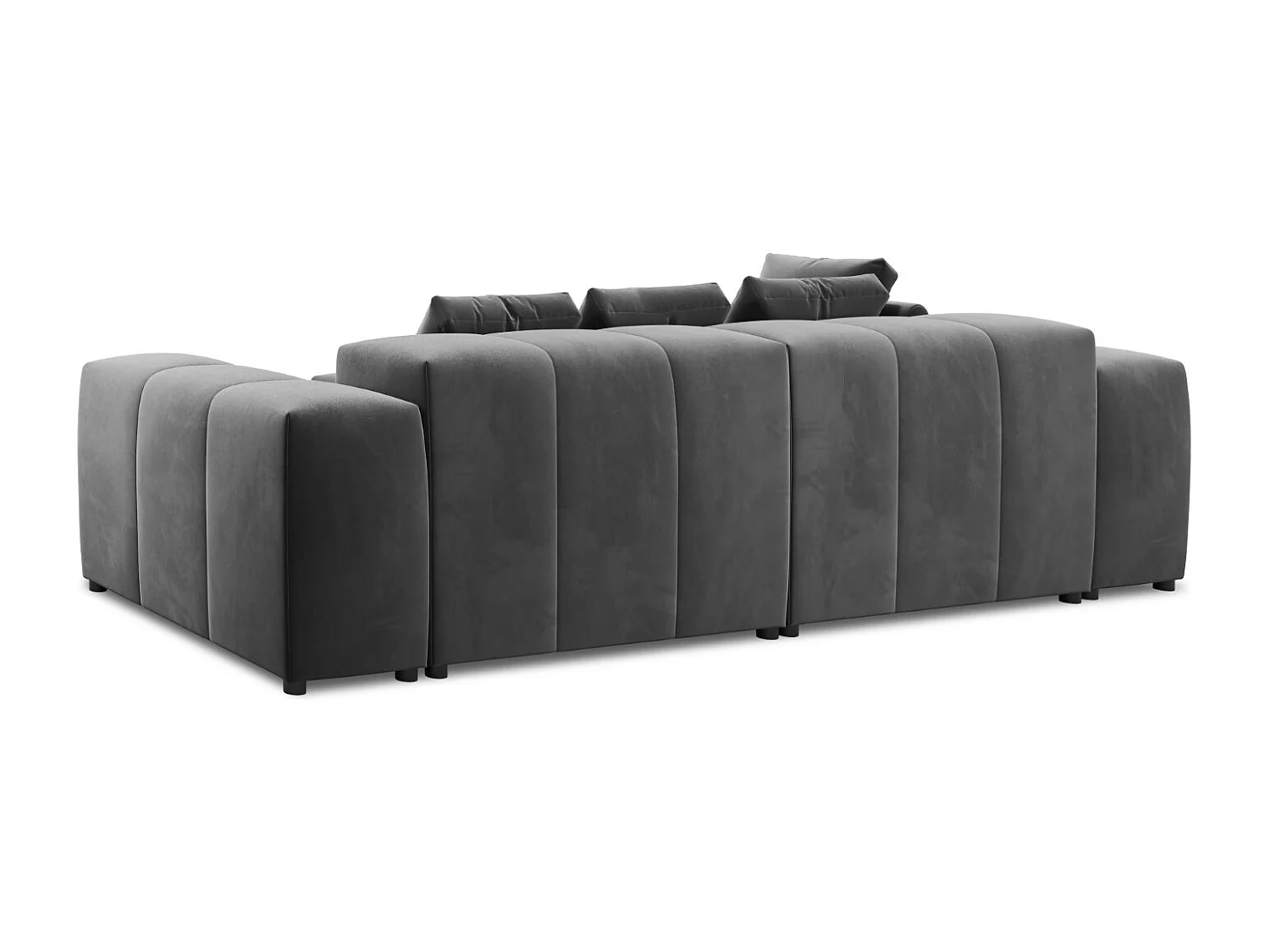 Cosmopolitan Design - Sofá esquinero modular reversible "Rome" 5 plazas de terciopelo gris - 320x240x75cm