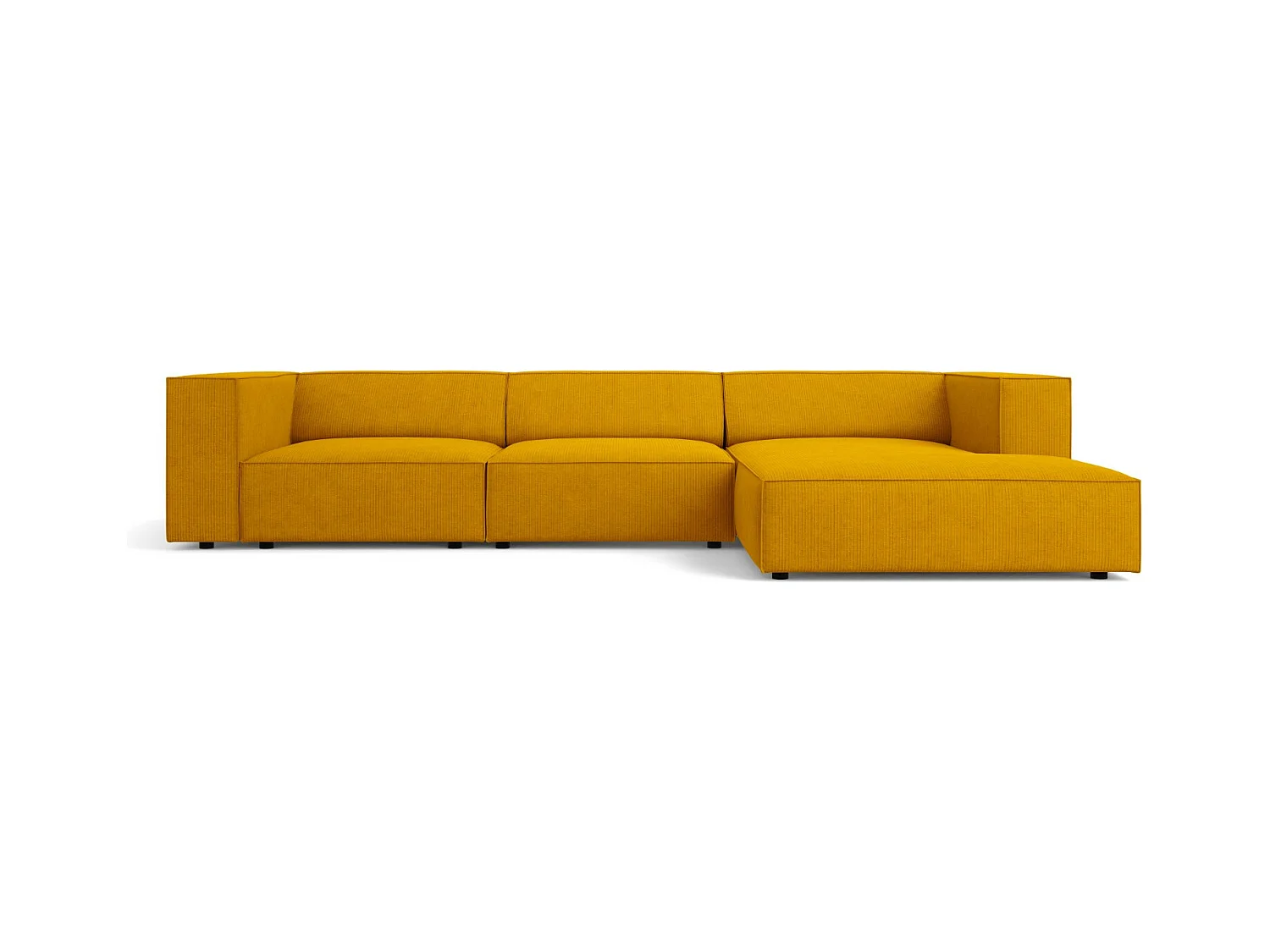 Cosmopolitan Design - Canapé d'angle droit "Arendal" 4 places en chenille avec un effet côtelé moutarde - 284x166x70cm
