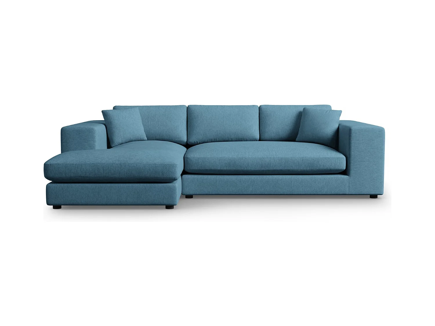 CXL by Christian Lacroix - Canapé d'angle gauche "Tendance" 5 places en tissu structurel bleu - 282x174x72cm