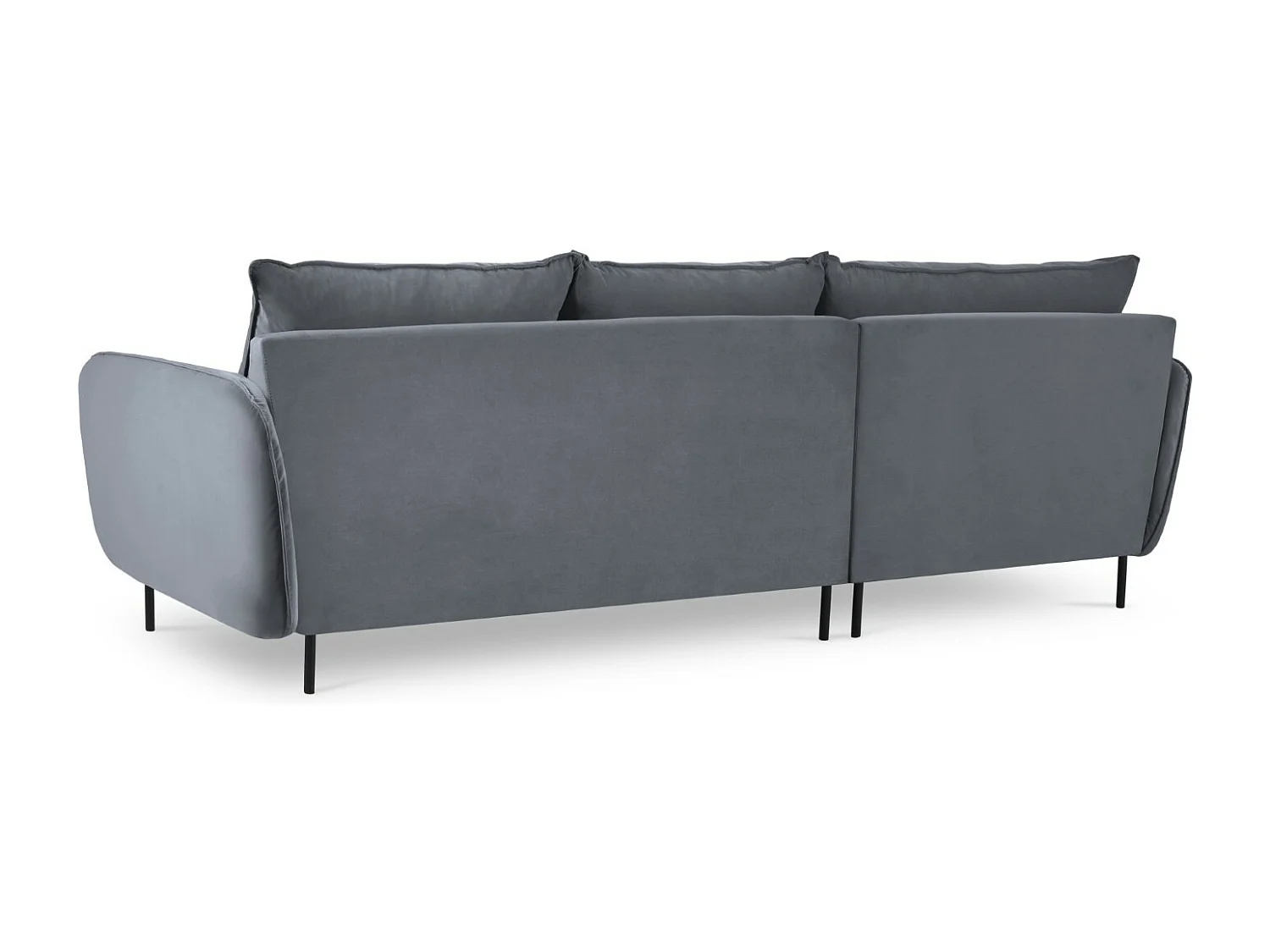 Cosmopolitan Design - Canapé d'angle gauche "Vienna" 5 places en velours bleu gris - 255x170x95cm