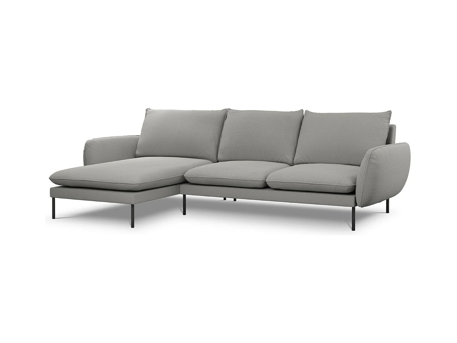 Cosmopolitan Design - Linker hoekbank "Vienna" 5 zitplaatsen, Boucle, Grijs - 255x170x95cm
