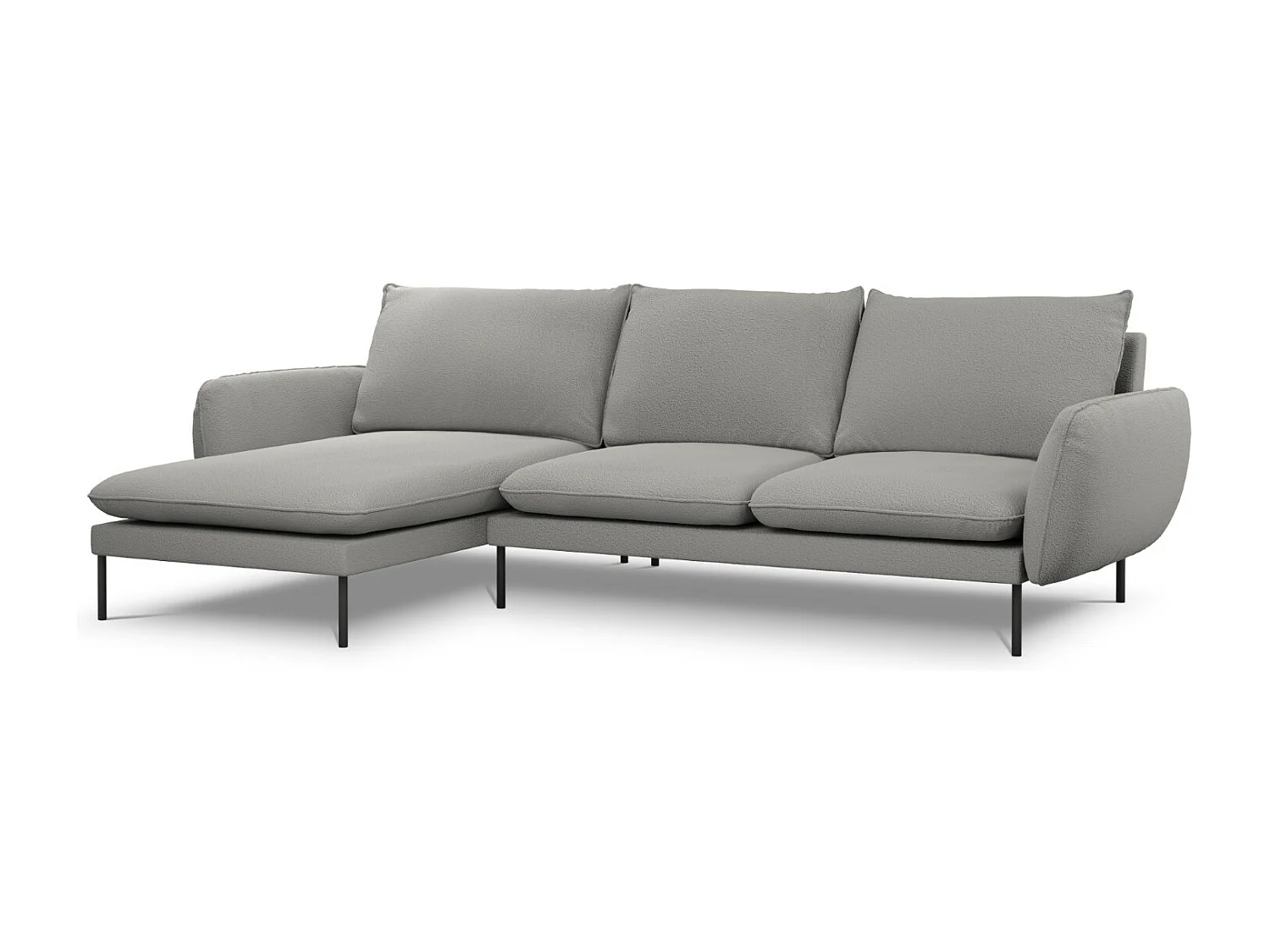 Cosmopolitan Design - Canapé d'angle gauche "Vienna" 5 places en bouclé gris - 255x170x95cm