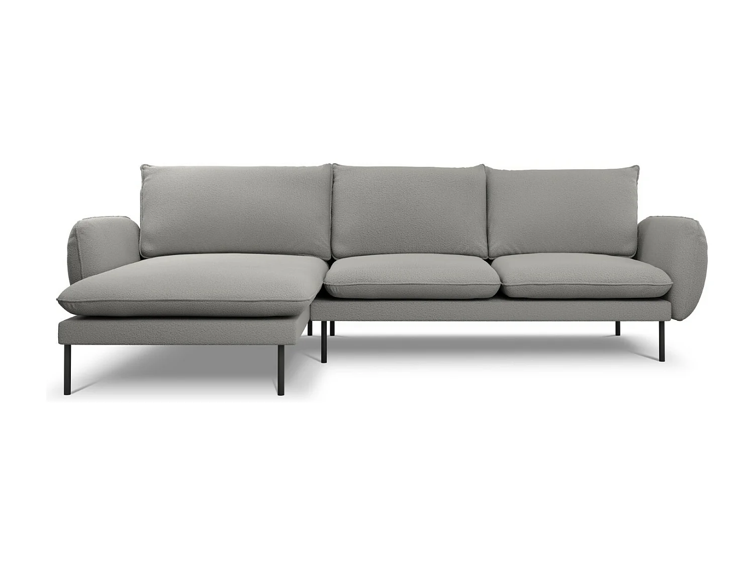 Cosmopolitan Design - Canapé d'angle gauche "Vienna" 5 places en bouclé gris - 255x170x95cm