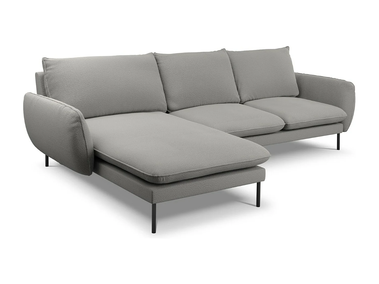 Cosmopolitan Design - Canapé d'angle gauche "Vienna" 5 places en bouclé gris - 255x170x95cm