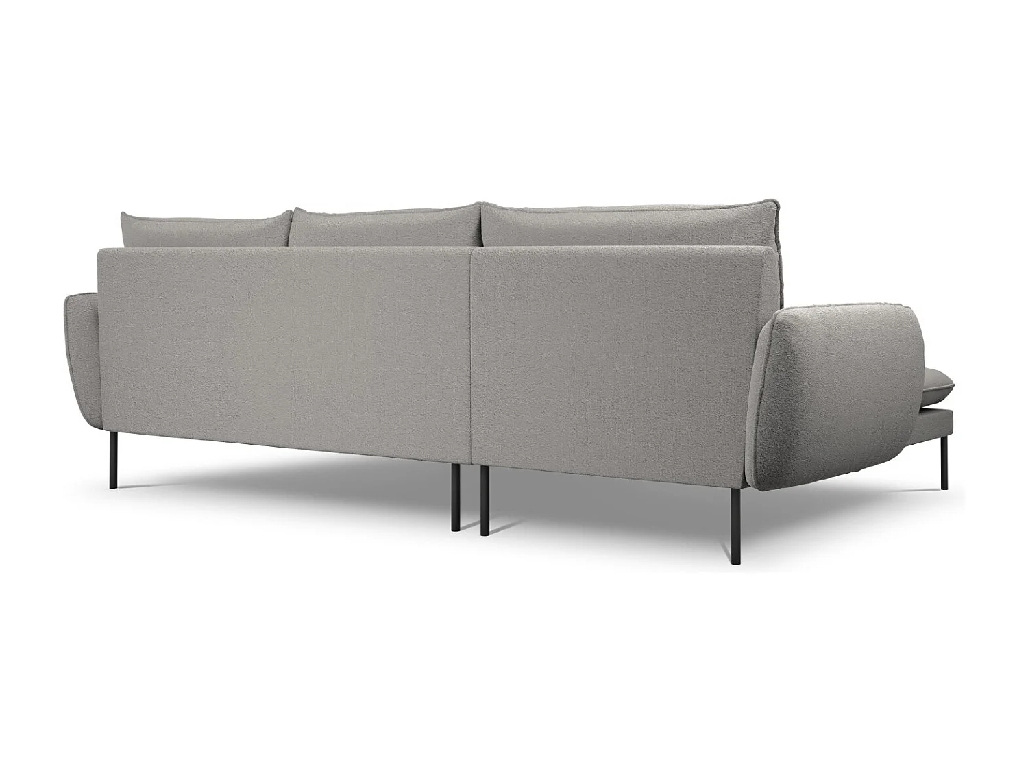 Cosmopolitan Design - Canapé d'angle gauche "Vienna" 5 places en bouclé gris - 255x170x95cm