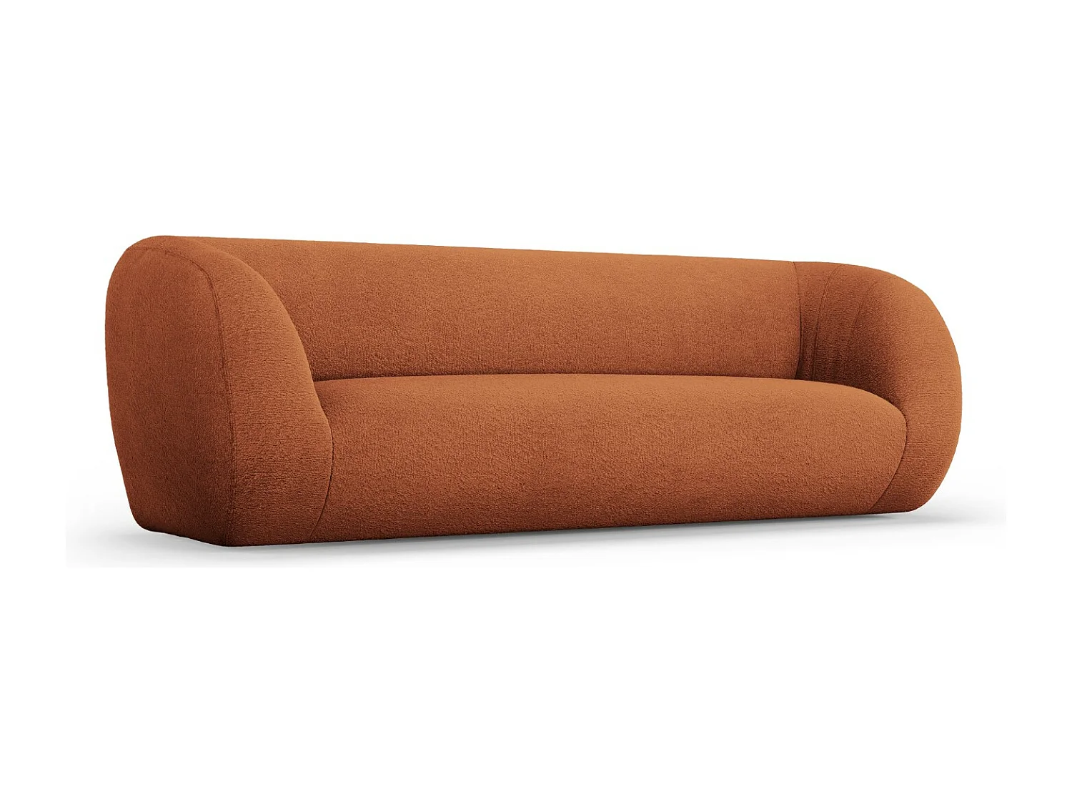 Cosmopolitan Design - Sofá "Essen" 3 lugares em tecido bouclé marrom - 230x95x86cm