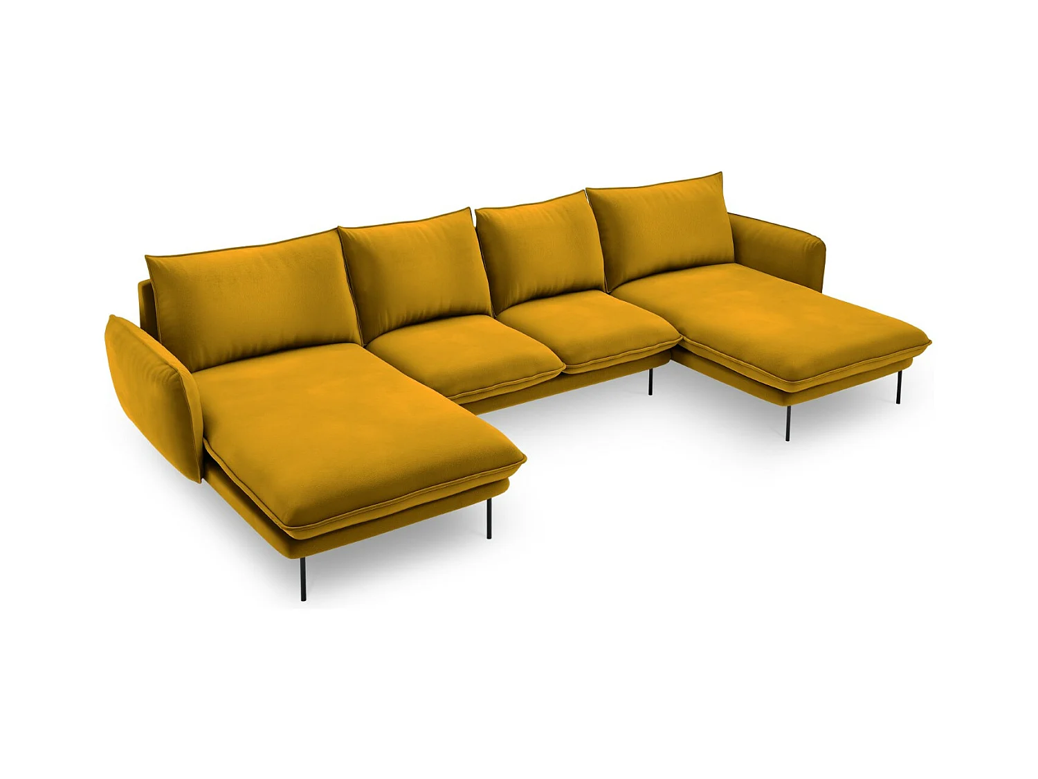 Cosmopolitan Design - Panoramische bank "Vienna" 6 zitplaatsen, Flueel, GEEL - 350x170x95cm