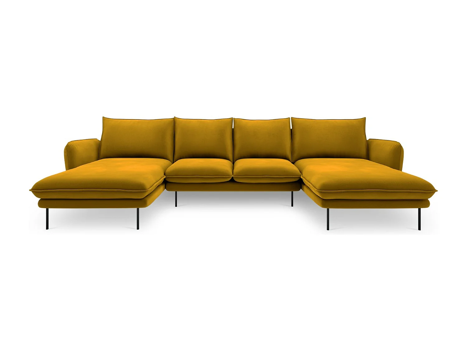 Cosmopolitan Design - Canapé panoramique "Vienna" 6 places en velours jaune - 350x170x95cm