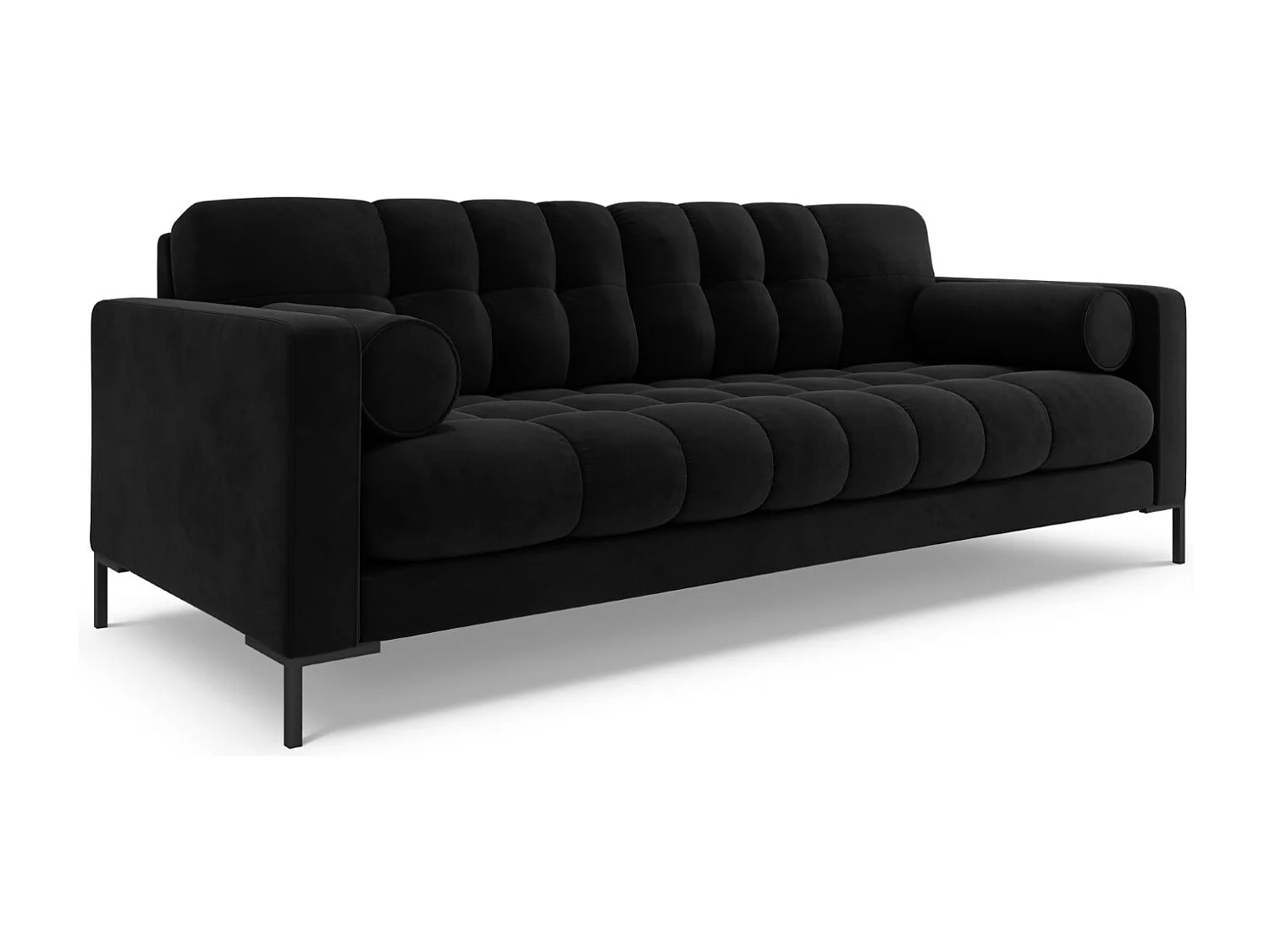 Cosmopolitan Design - Divano "Bali" 4 posti in velluto nero - 217x92x75cm