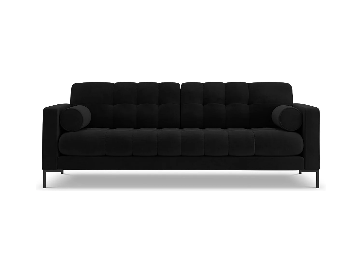 Cosmopolitan Design - Canapé "Bali" 4 places en velours noir - 217x92x75cm