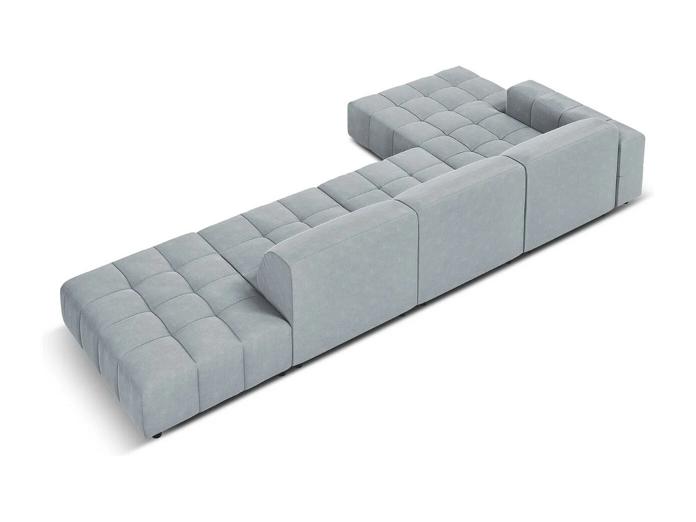 CXL by Christian Lacroix - Sofá esquinero izquierdo "Luc" 5 plazas de terciopelo azul claro - 341x166x70cm