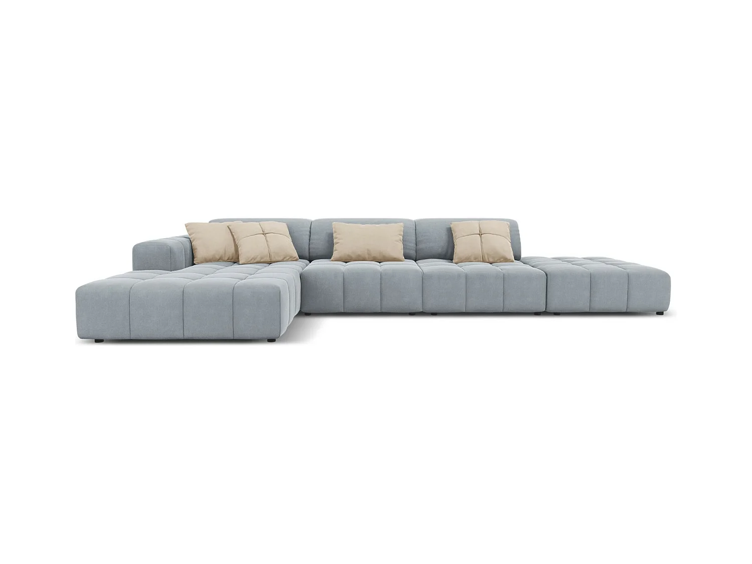 CXL by Christian Lacroix - Linker hoekbank "Luc" 5 zitplaatsen, Flueel, Lichtblauw - 341x166x70cm