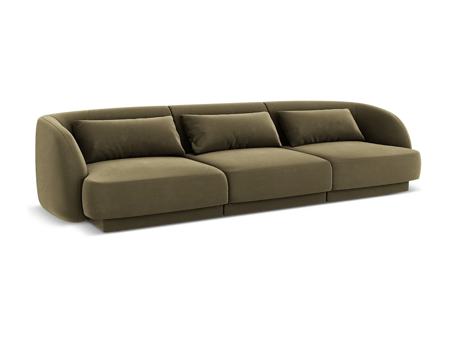 Cosmopolitan Design - Divano "Tulum" 3 posti in velluto verde - 255x90x70cm