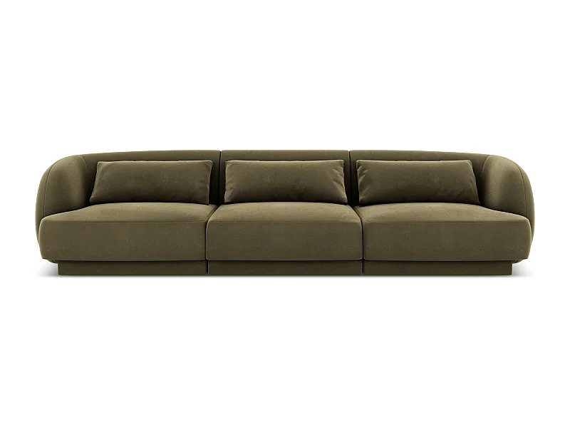 Cosmopolitan Design - Canapé "Tulum" 3 places en velours vert - 255x90x70cm