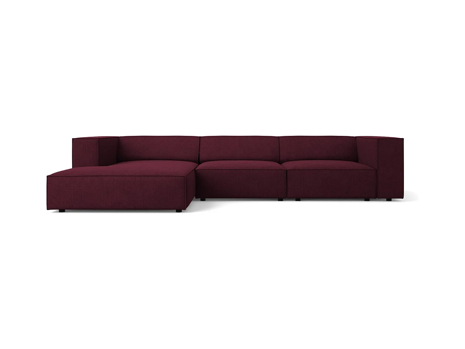 Cosmopolitan Design - Linker hoekbank "Arendal" 4 zitplaatsen, Chenille met ribbeleffect, Robijn - 284x166x70cm