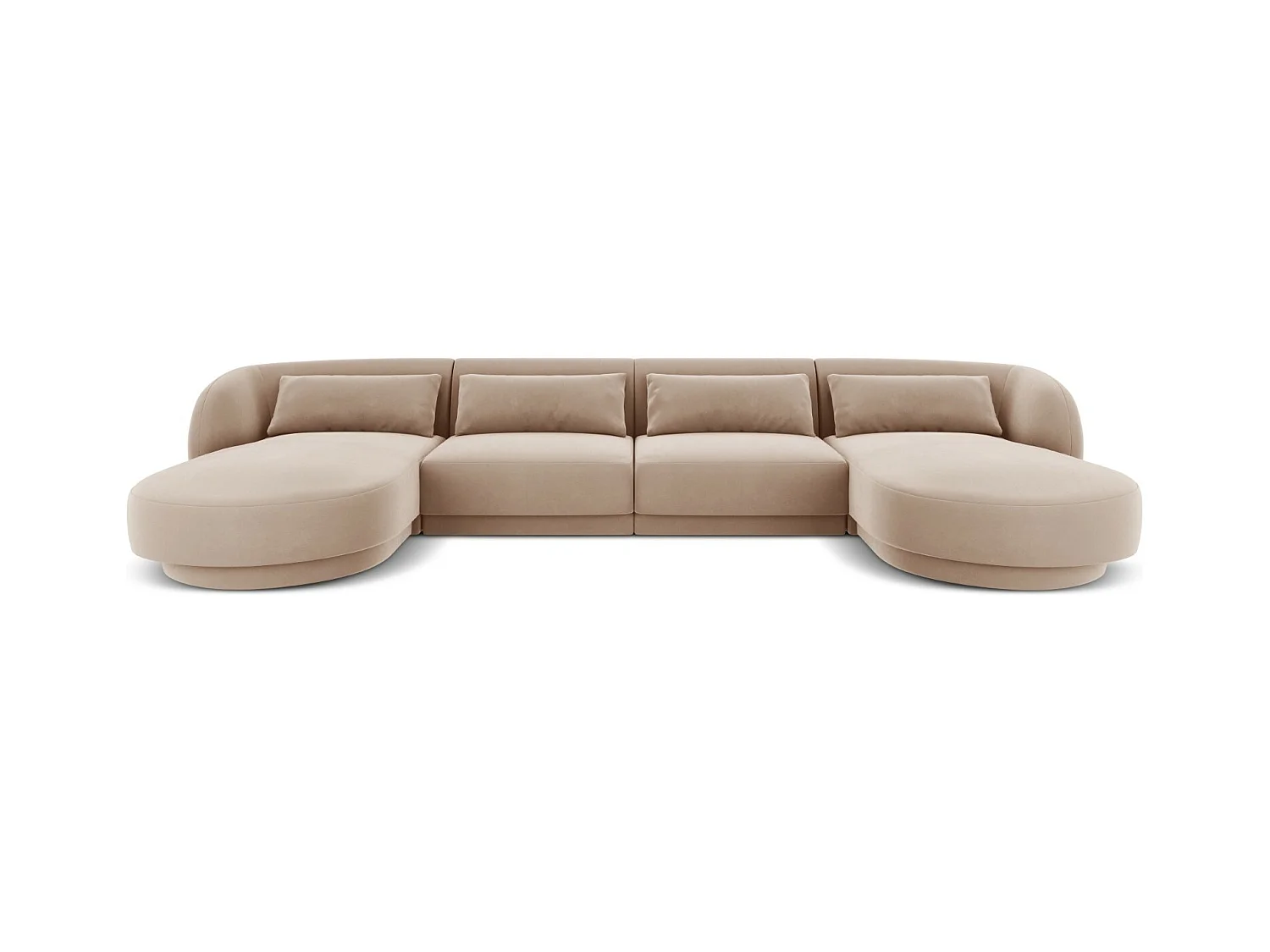 Cosmopolitan Design - Canapé panoramique "Tulum" 5 places en velours beige - 330x156x70cm