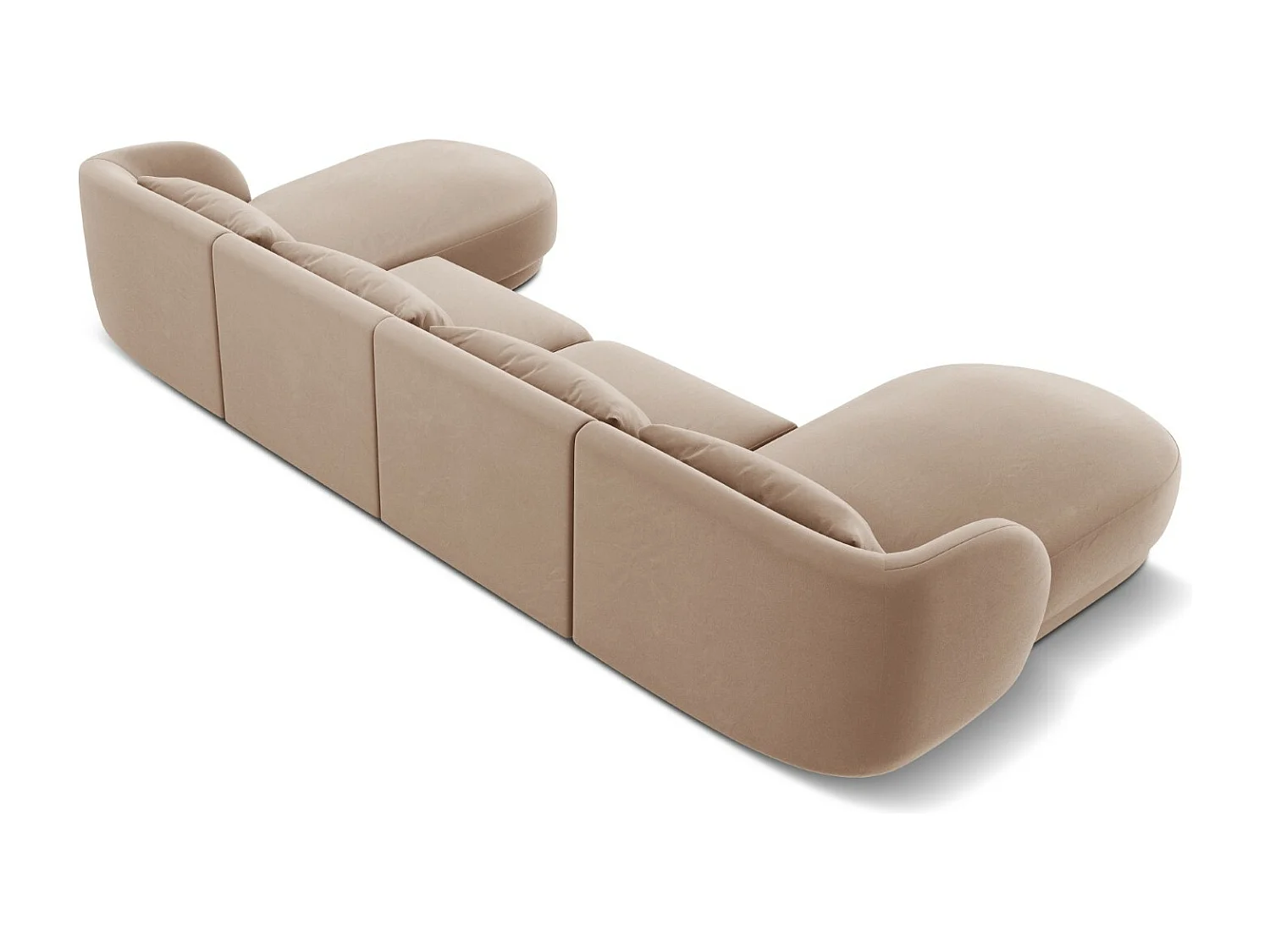 Cosmopolitan Design - Canapé panoramique "Tulum" 5 places en velours beige - 330x156x70cm