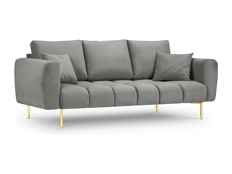 Cosmopolitan Design - Divano "Hastings" 3 posti in velluto grigio - 220x97x75cm