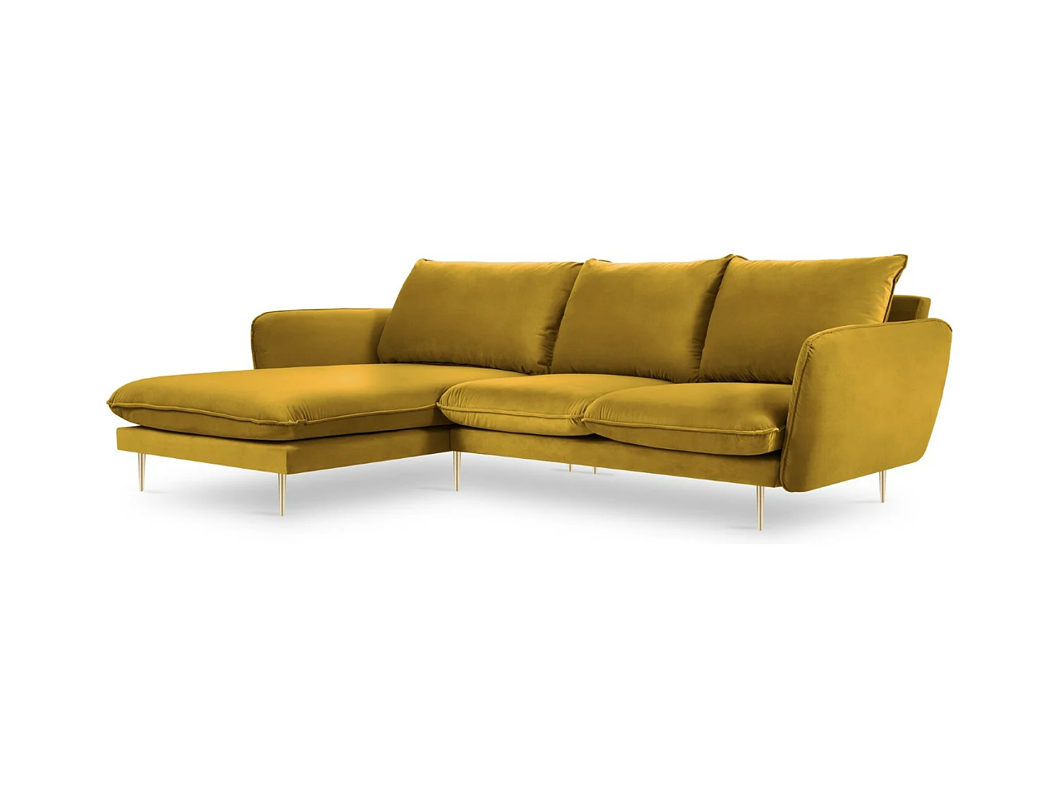 Cosmopolitan Design - Linker hoekbank "Vienna" 5 zitplaatsen, Flueel, GEEL - 255x170x95cm