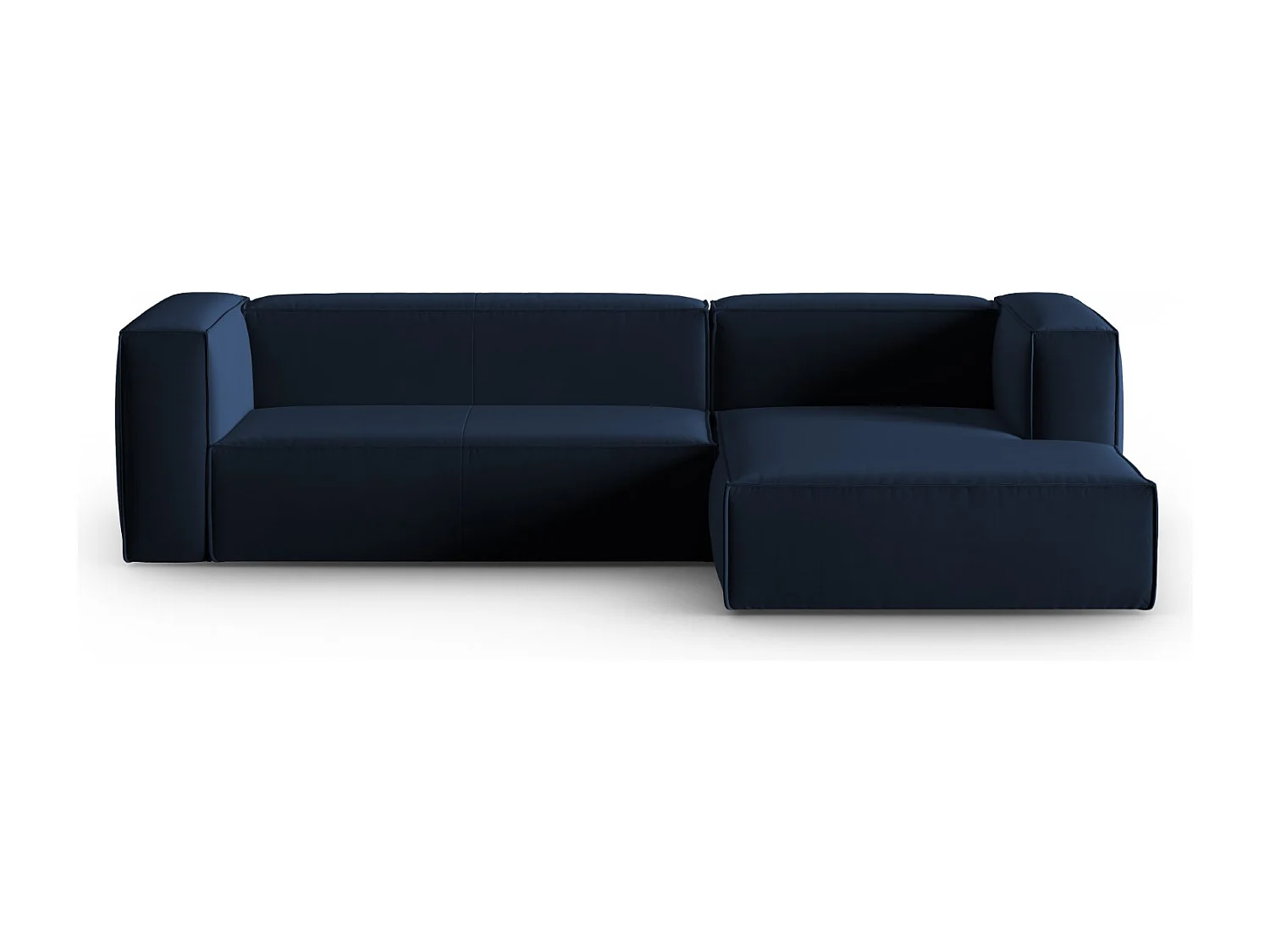 Cosmopolitan Design - Narożnik prawy, "Mackay" 4 miejsca welur, błękit królewski - 282x166x73cm