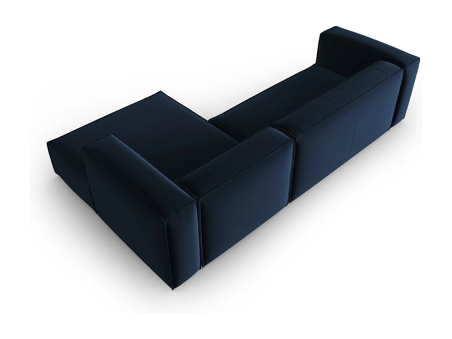 Cosmopolitan Design - Narożnik prawy, "Mackay" 4 miejsca welur, błękit królewski - 282x166x73cm