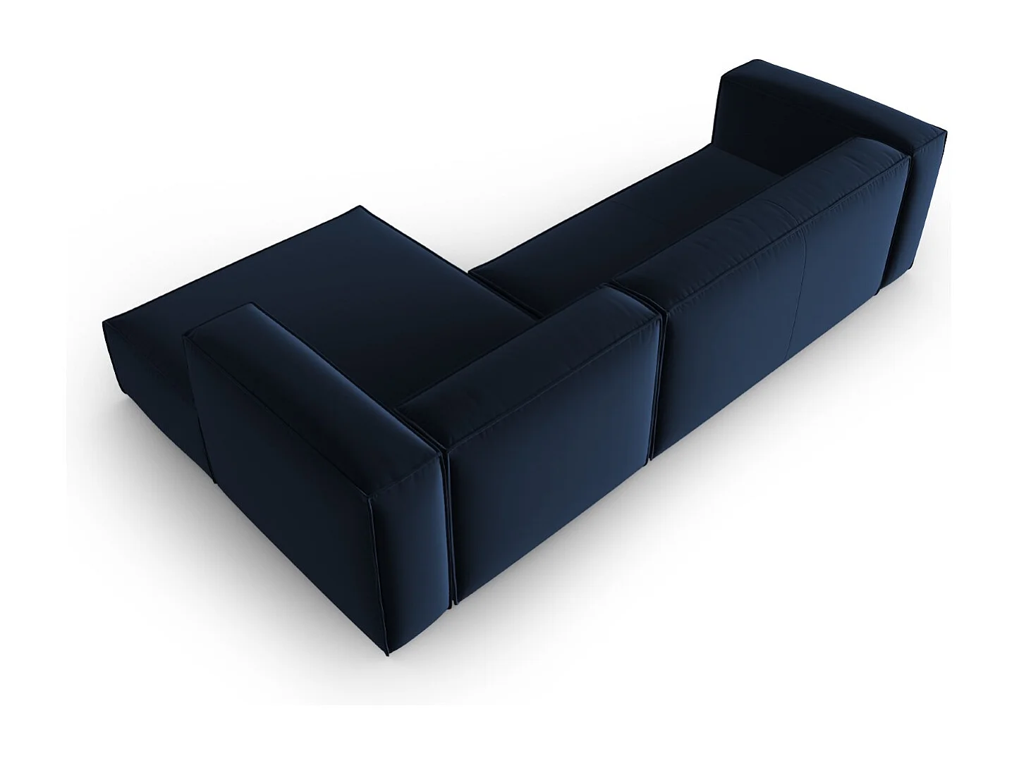 Cosmopolitan Design - Narożnik prawy, "Mackay" 4 miejsca welur, błękit królewski - 282x166x73cm