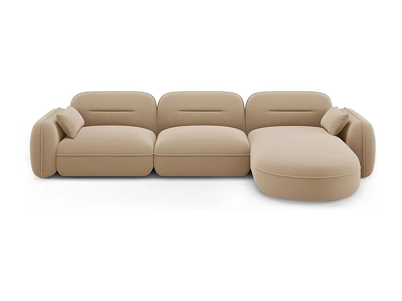 Cosmopolitan Design - Sofá esquinero modular derecho "Sydney" 4 plazas de terciopelo arena - 320x165x70cm