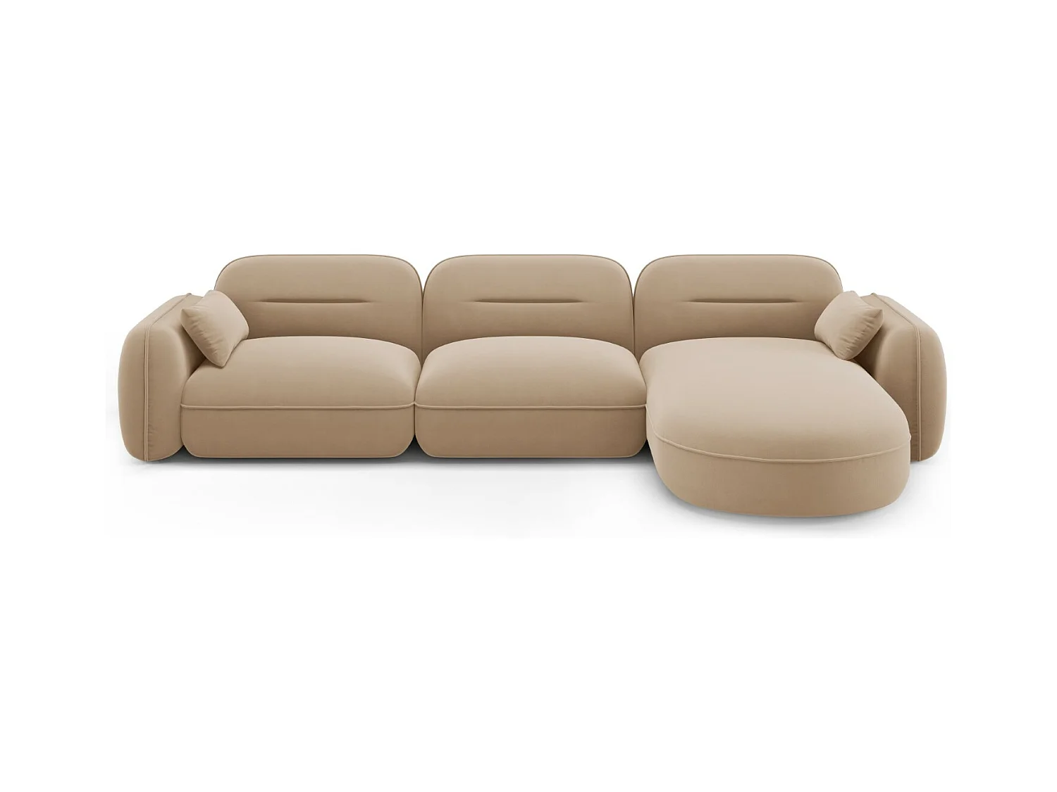 Cosmopolitan Design - Modulaire hoekbank rechts "Sydney" 4 zitplaatsen, Flueel, Zand - 320x165x70cm