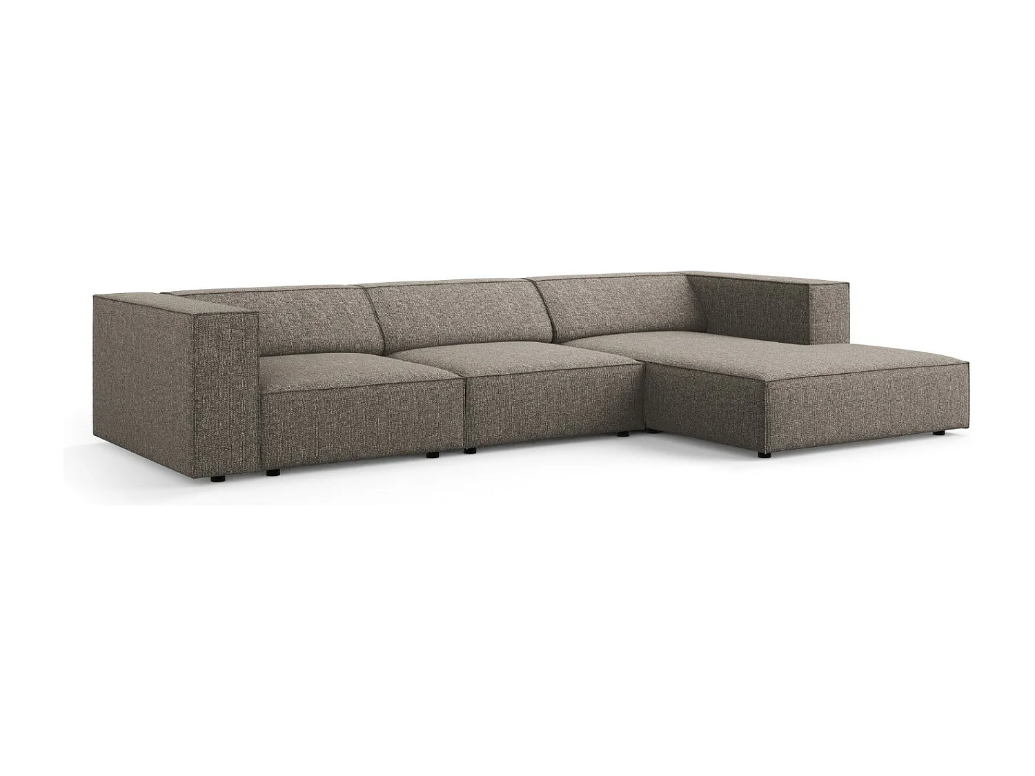Cosmopolitan Design - 4-Sitzer Ecksofa rechts "Arendal" aus Chenille-Stoff grau - 284x166x70cm