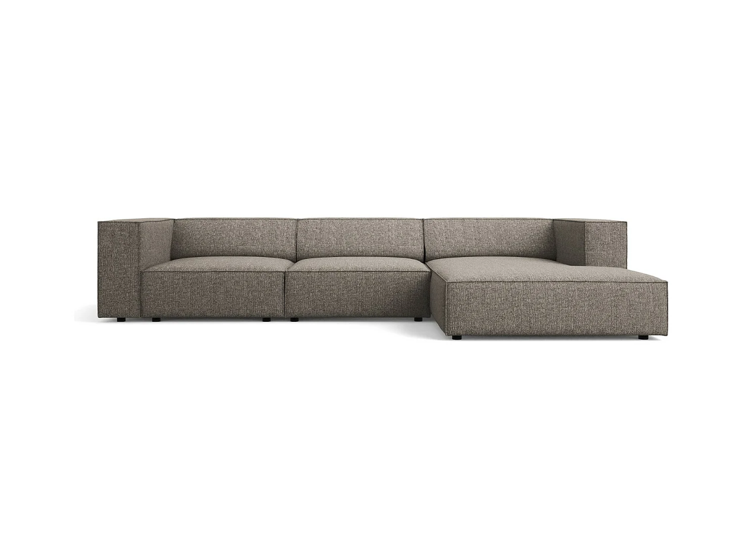 Cosmopolitan Design - Canapé d'angle droit "Arendal" 4 places en chenille gris - 284x166x70cm