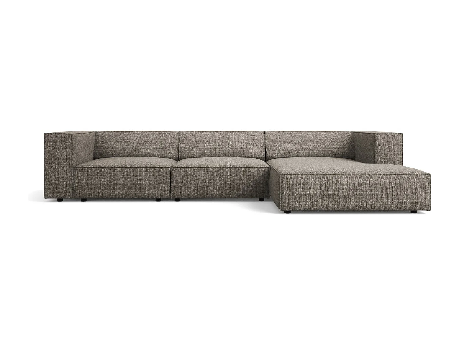 Cosmopolitan Design - Canapé d'angle droit "Arendal" 4 places en chenille gris - 284x166x70cm