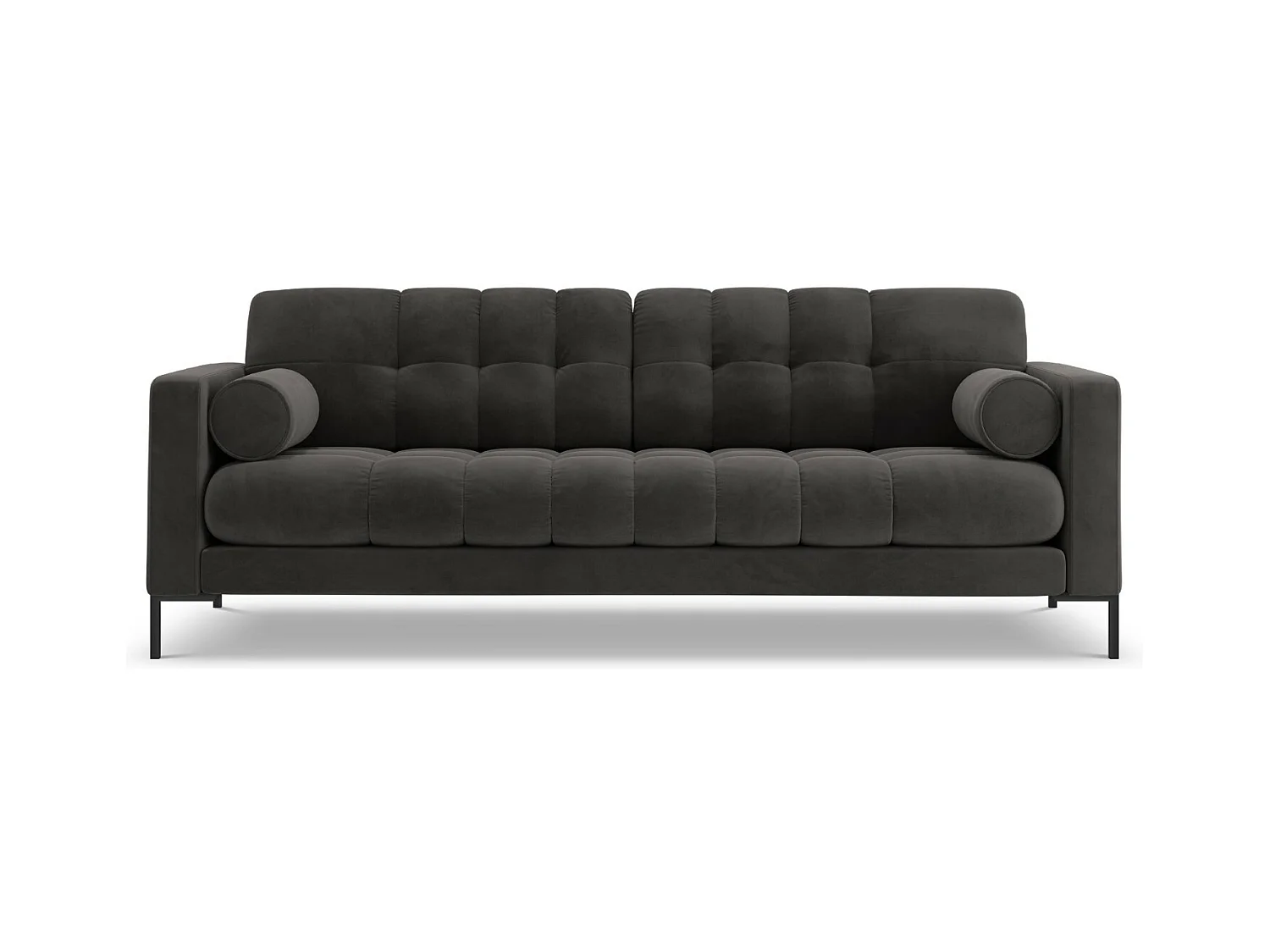Cosmopolitan Design - Bank "Bali" 4 zitplaatsen, Flueel, Donkergrijs - 217x92x75cm
