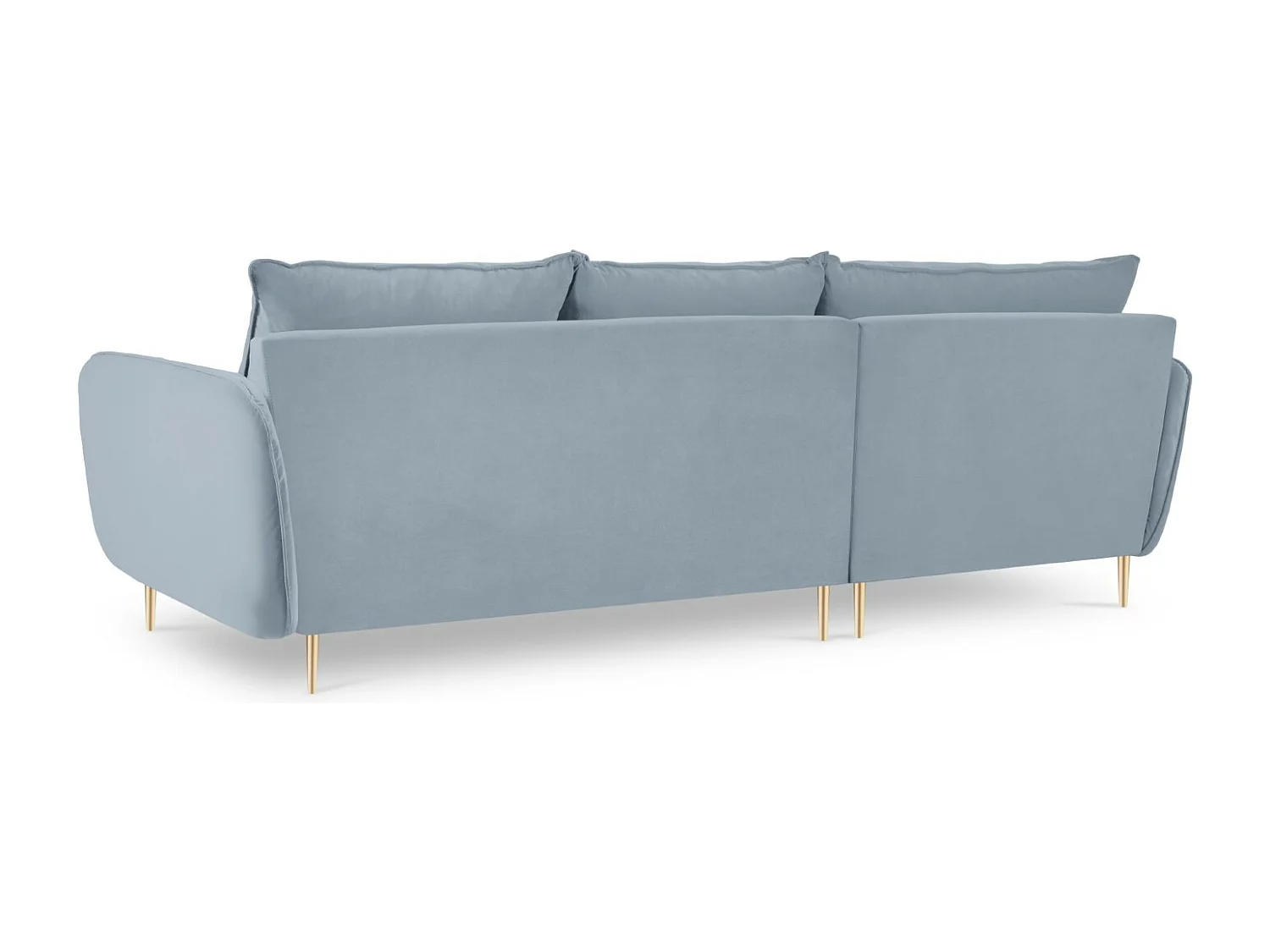 Cosmopolitan Design - Sofá de canto esquerdo "Vienna" 5 lugares em veludo azul claro - 255x170x95cm