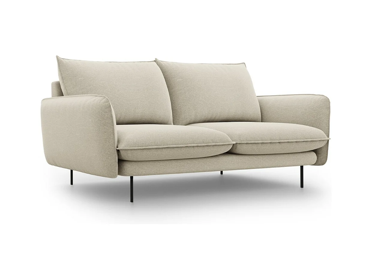 Cosmopolitan Design - Canapé "Vienna" 2 places en tissu structurel beige - 160x92x95cm